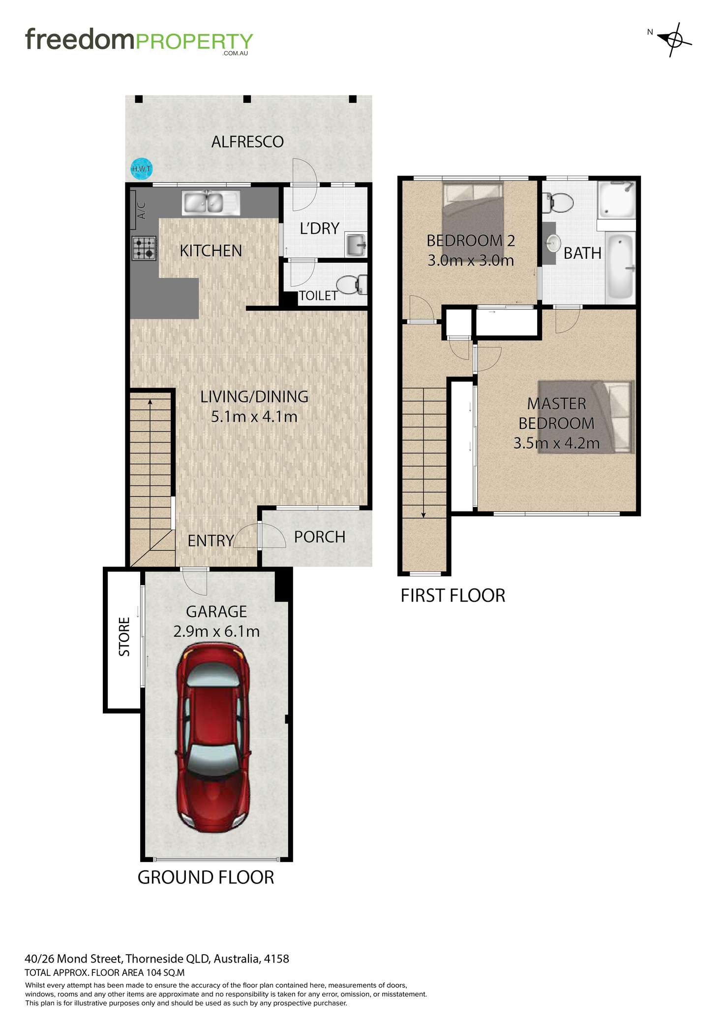 Floorplan of Homely townhouse listing, 40/26 Mond Street, Thorneside QLD 4158