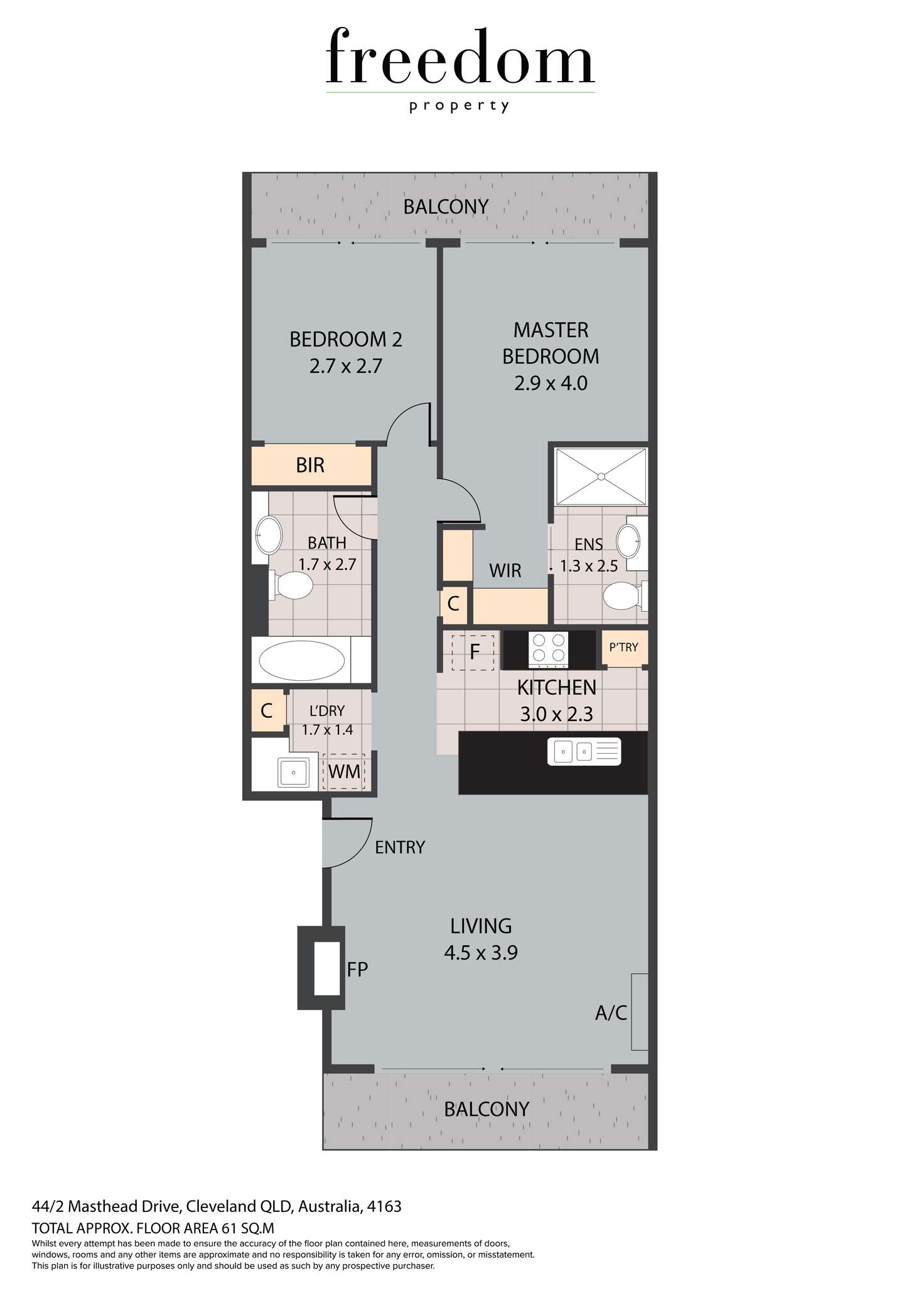 Floorplan of Homely unit listing, Unit 44/2 Masthead Drive, Cleveland QLD 4163