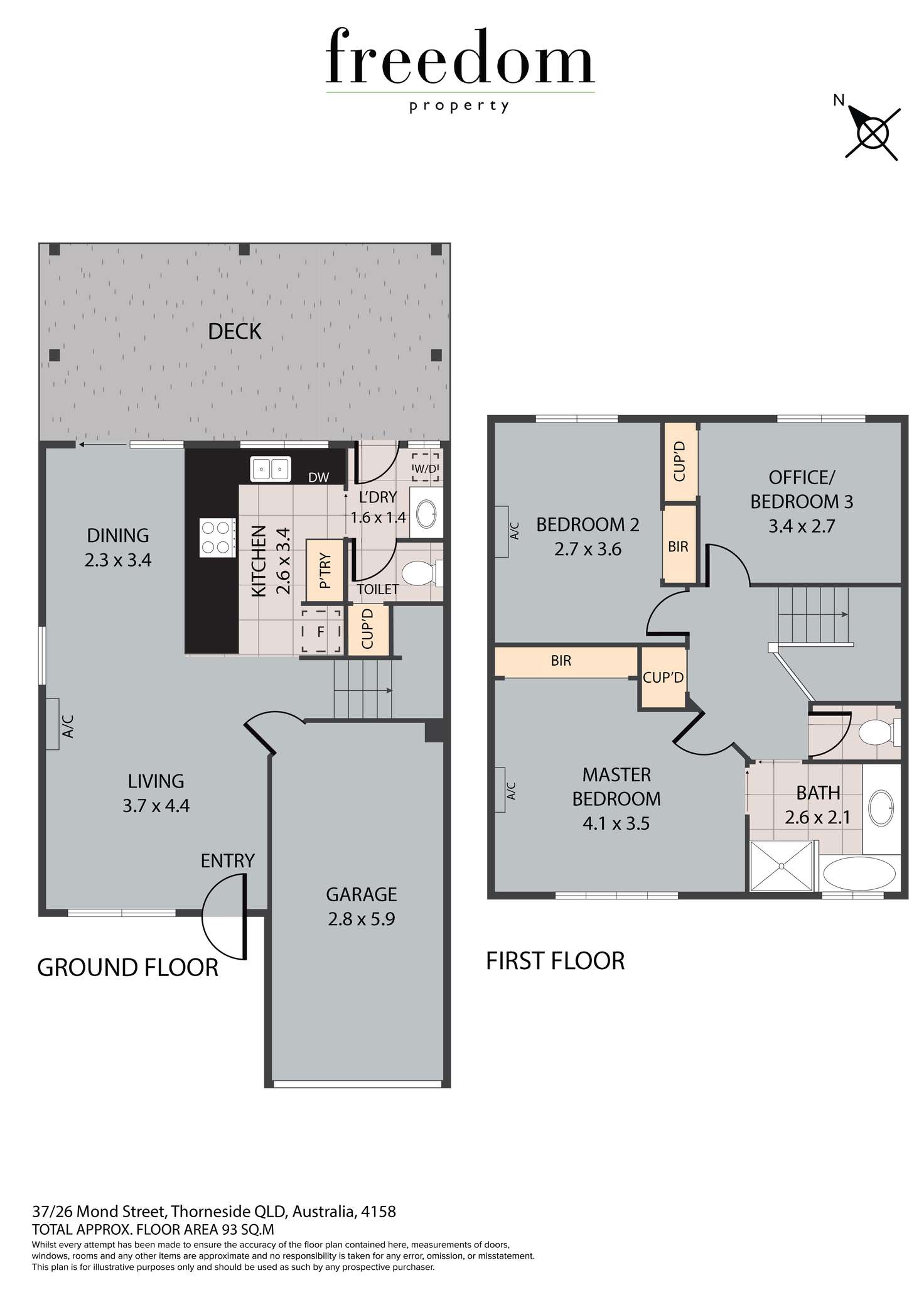 Floorplan of Homely townhouse listing, 37/26 Mond Street, Thorneside QLD 4158