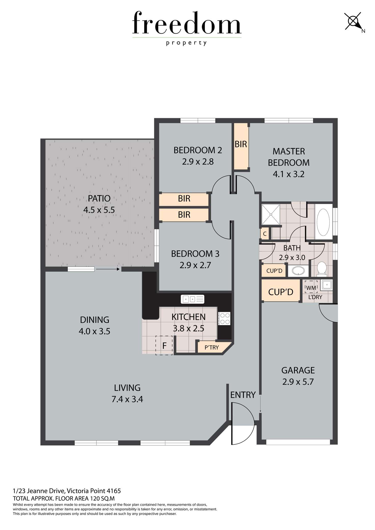 Floorplan of Homely semiDetached listing, 1/23 Jeanne Drive, Victoria Point QLD 4165