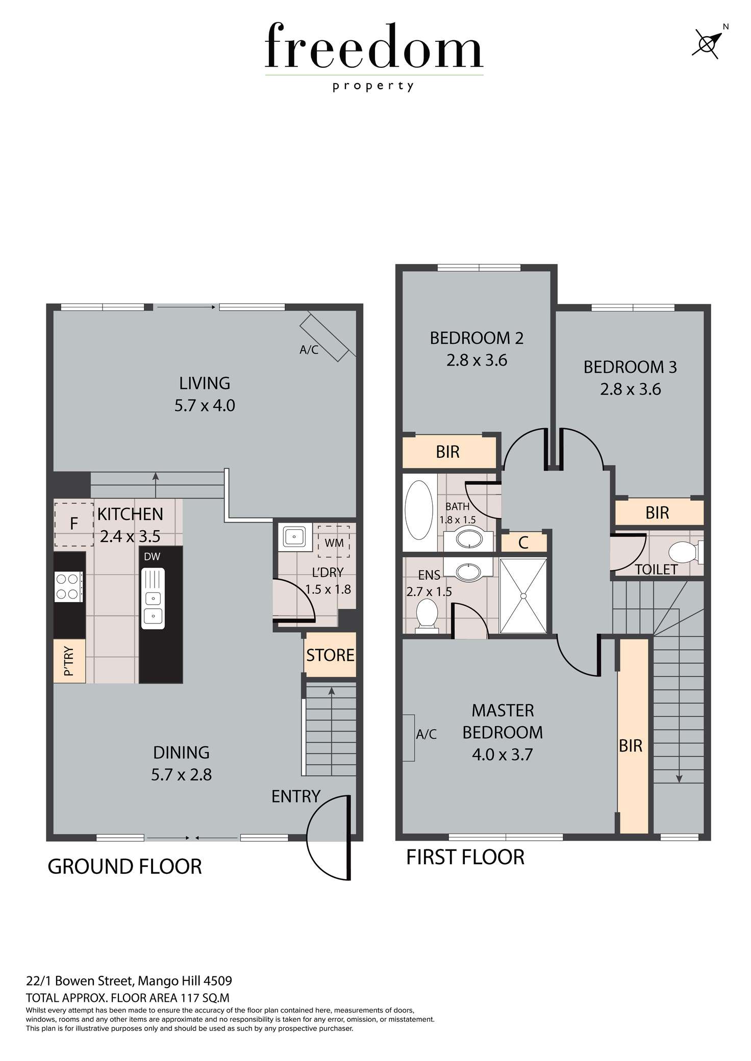 Floorplan of Homely townhouse listing, 22/1 Bowen Street, Mango Hill QLD 4509