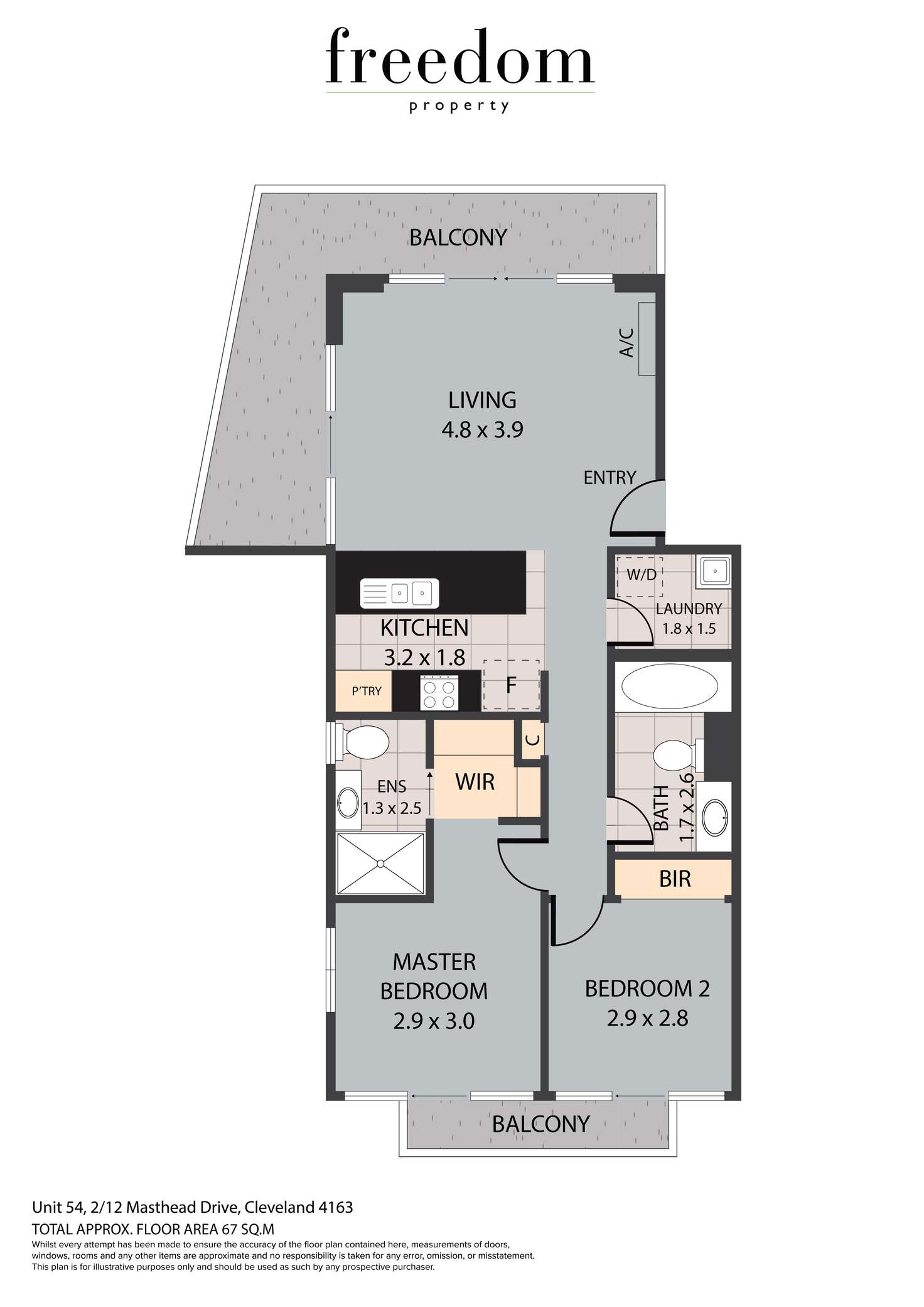 Floorplan of Homely apartment listing, 54/2-12 Masthead Drive, Raby Bay QLD 4163