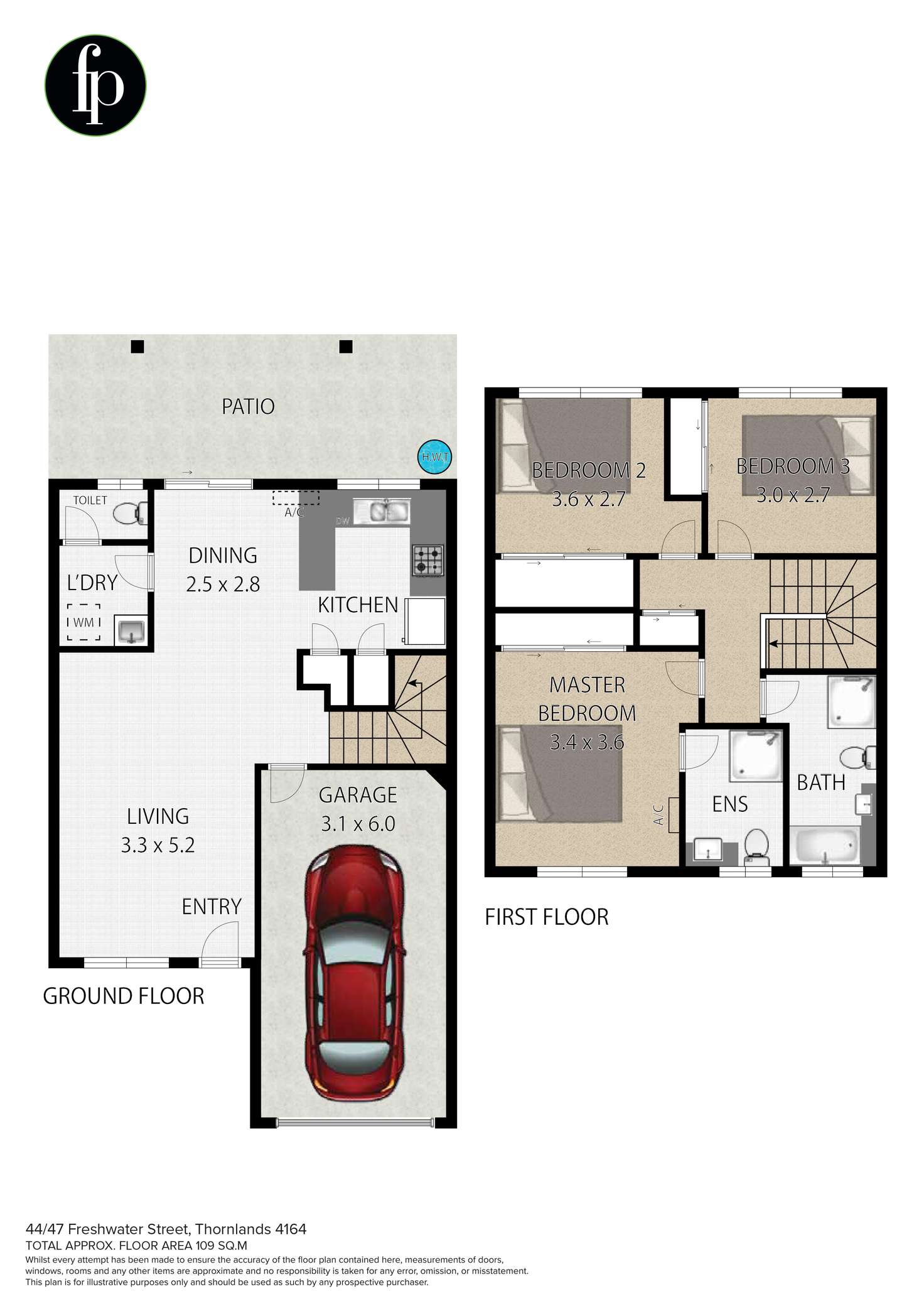 Floorplan of Homely townhouse listing, 44/47 Freshwater Street, Thornlands QLD 4164