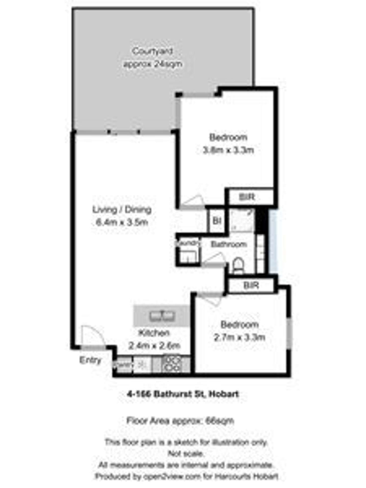 Floorplan of Homely apartment listing, 4/166 Bathurst Street, Hobart TAS 7000