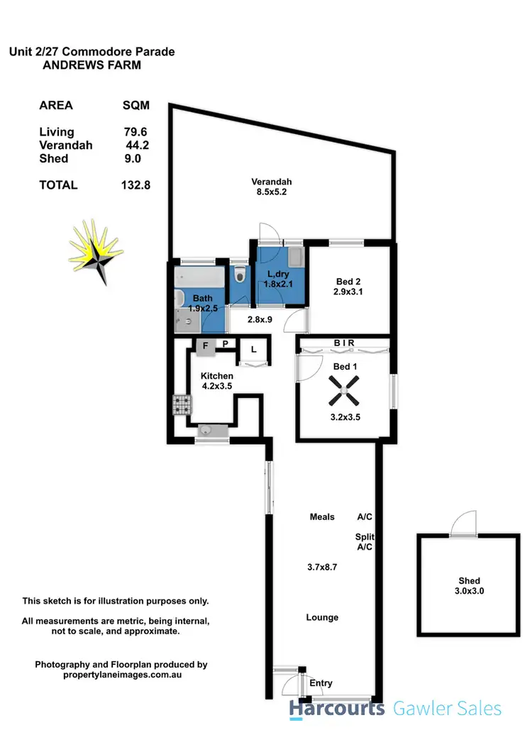Floorplan of Homely unit listing, 2/27 Commodore Parade, Andrews Farm SA 5114