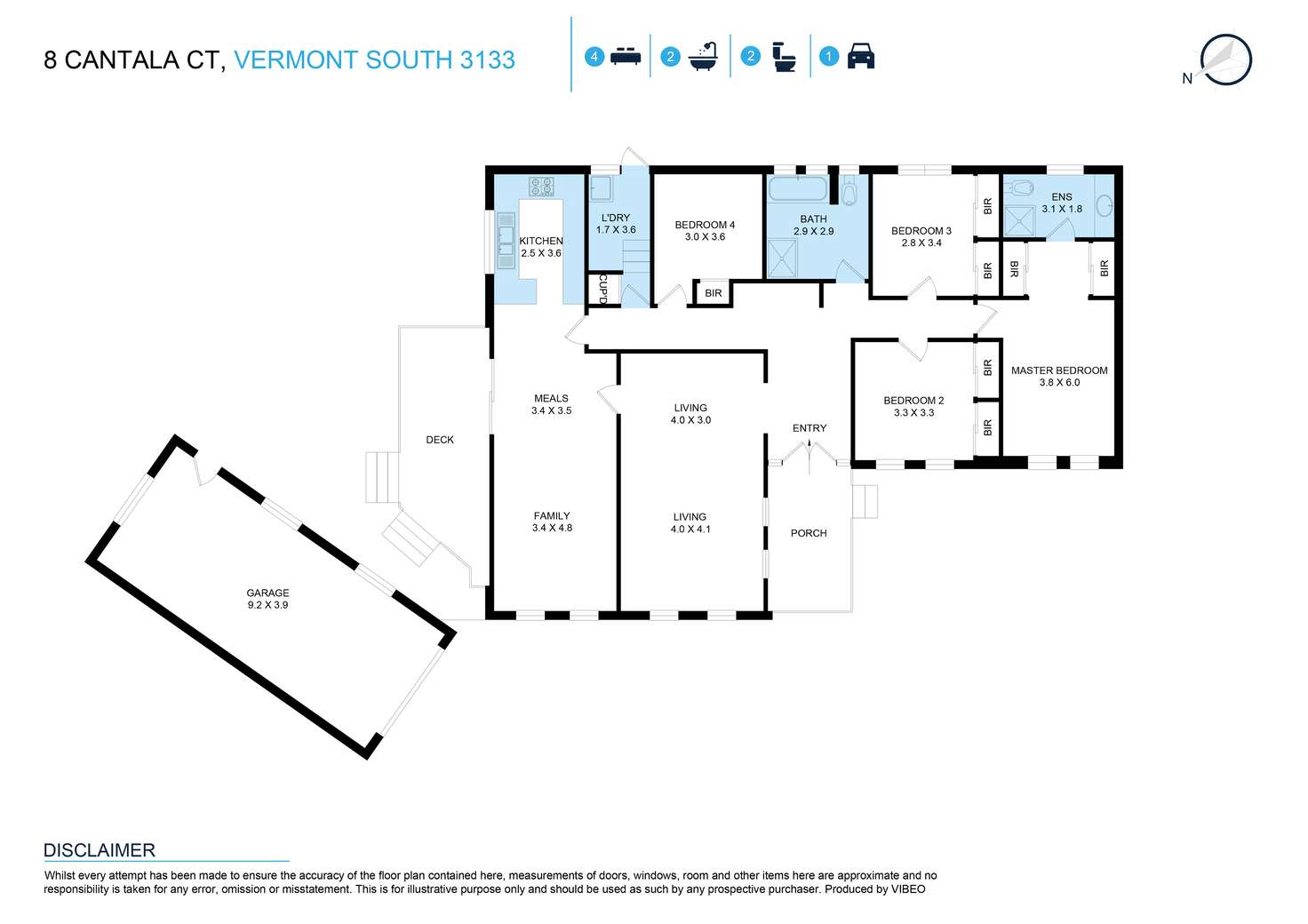 Floorplan of Homely house listing, 8 Cantala Court, Vermont South VIC 3133