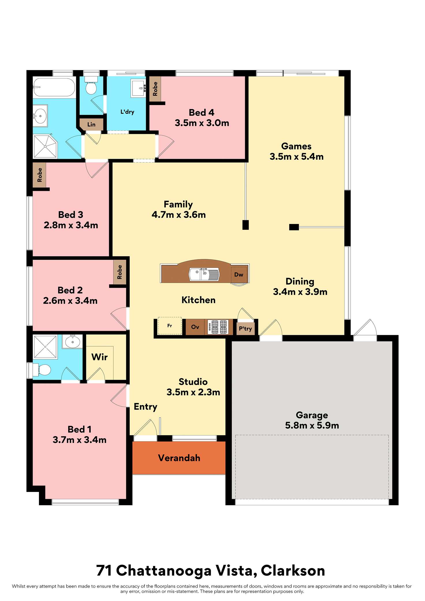 Floorplan of Homely house listing, 71 Chattanooga Vista, Clarkson WA 6030