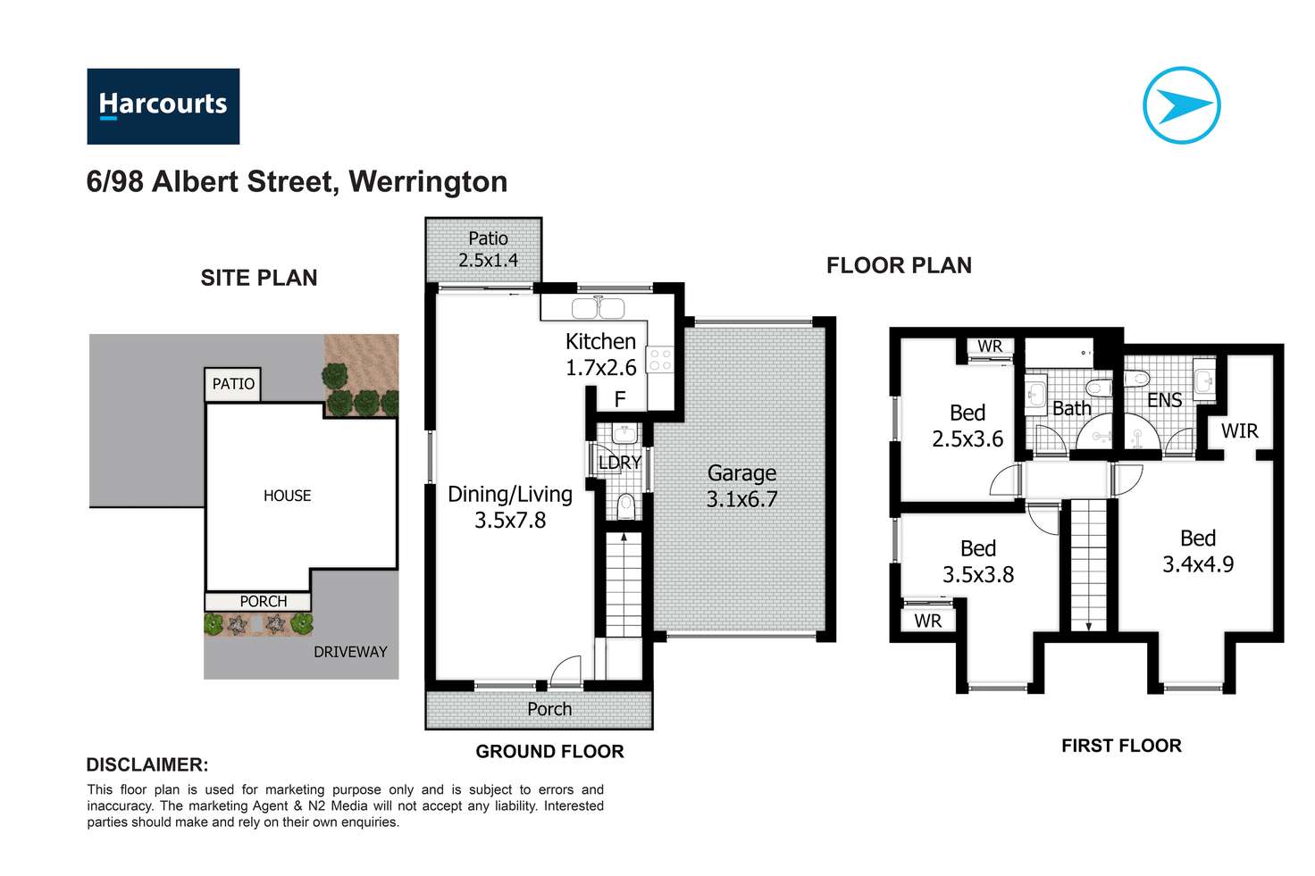 Floorplan of Homely townhouse listing, 6/98 Albert Street, Werrington NSW 2747