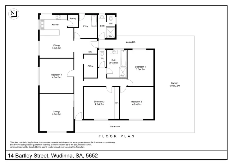 Floorplan of Homely house listing, 14 Bartley Street, Wudinna SA 5652