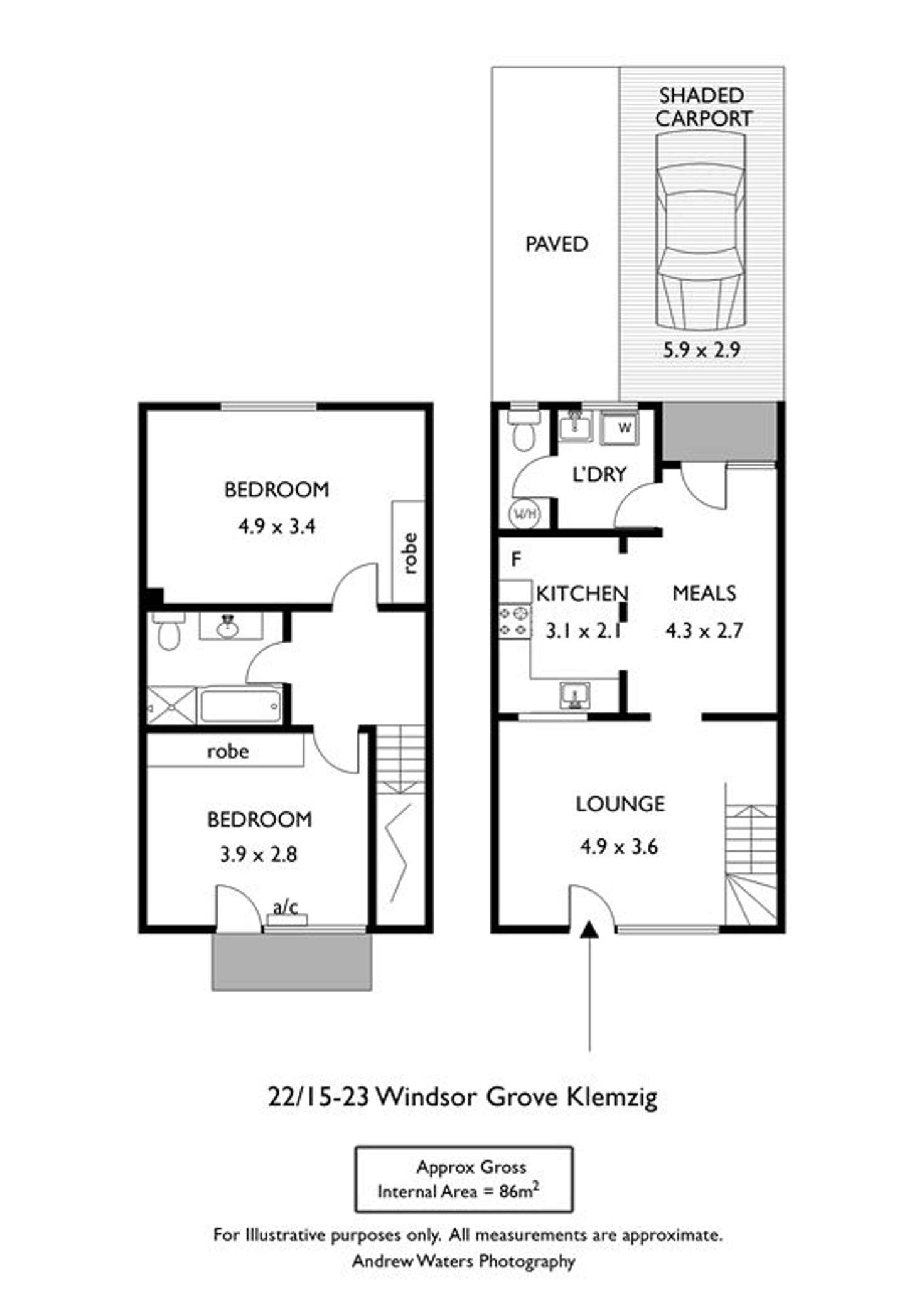 Floorplan of Homely townhouse listing, 22/15-23 Windsor Grove, Klemzig SA 5087