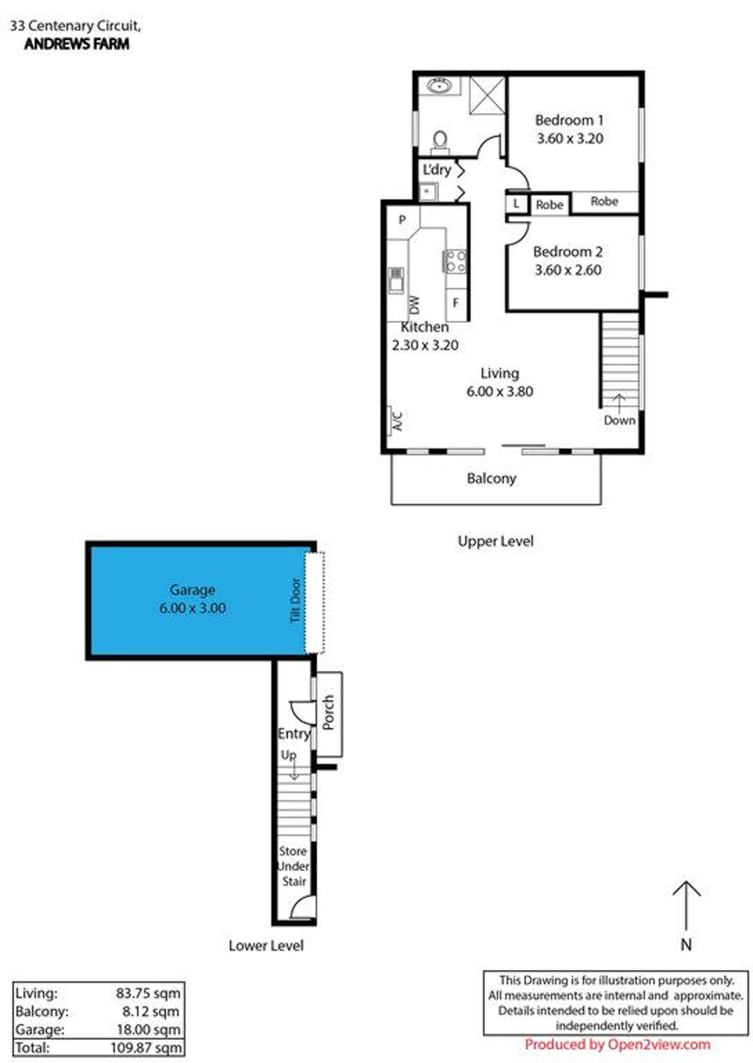 Floorplan of Homely townhouse listing, 33 Centenary Circuit, Andrews Farm SA 5114