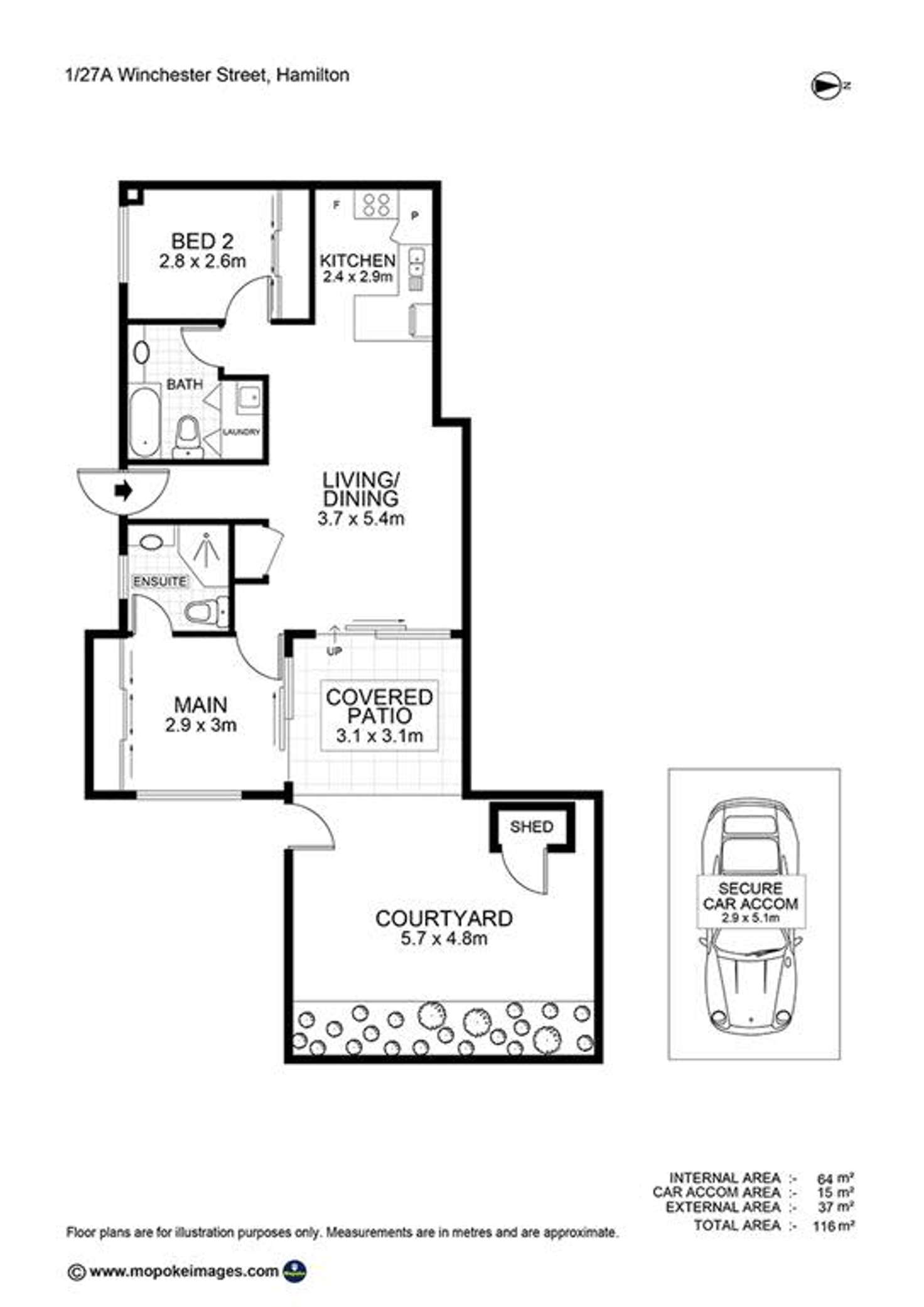 Floorplan of Homely unit listing, 1/27A Winchester Street, Hamilton QLD 4007