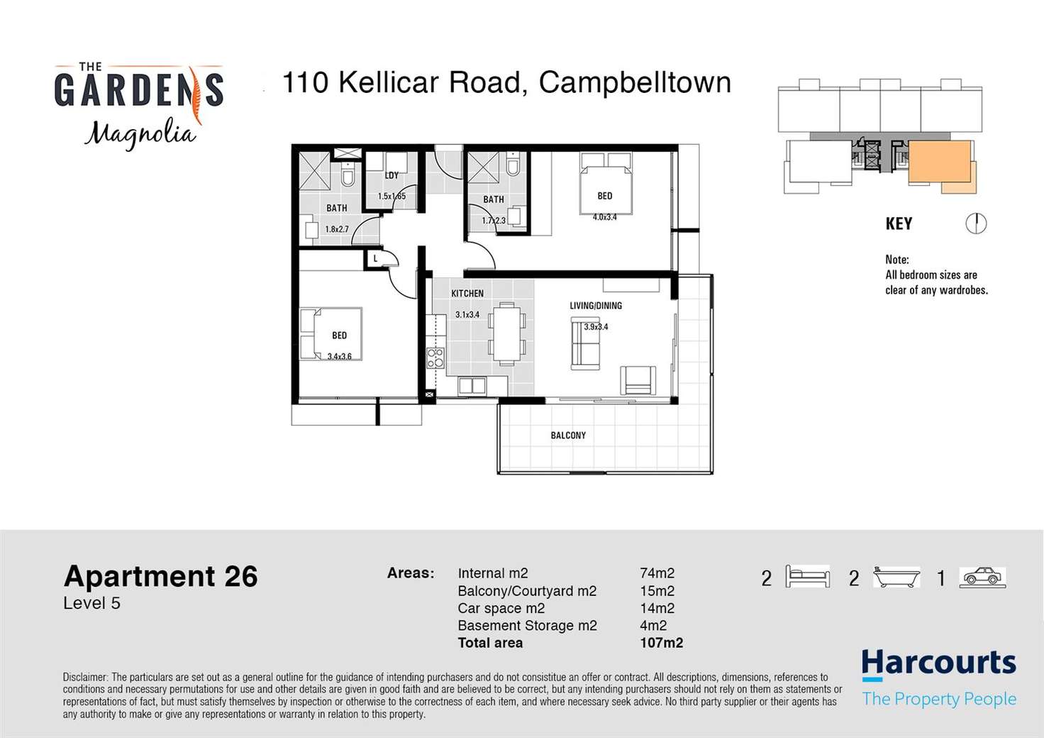 Floorplan of Homely apartment listing, 26/110 Kellicar Road, Campbelltown NSW 2560