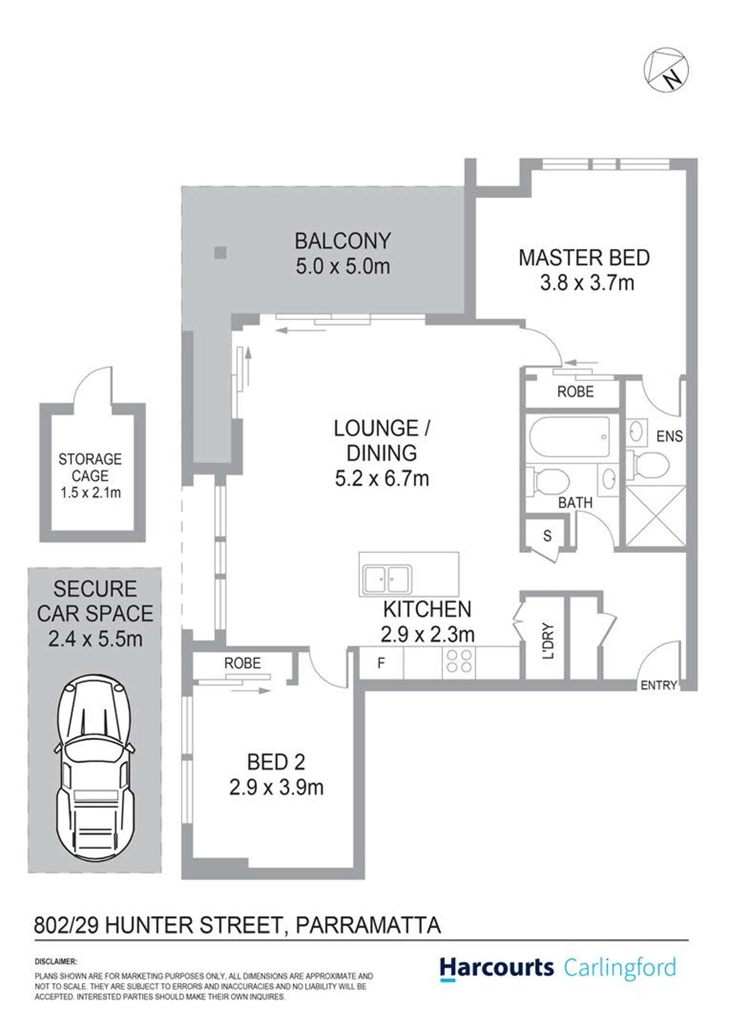 Floorplan of Homely apartment listing, 802/29 Hunter Street, Parramatta NSW 2150