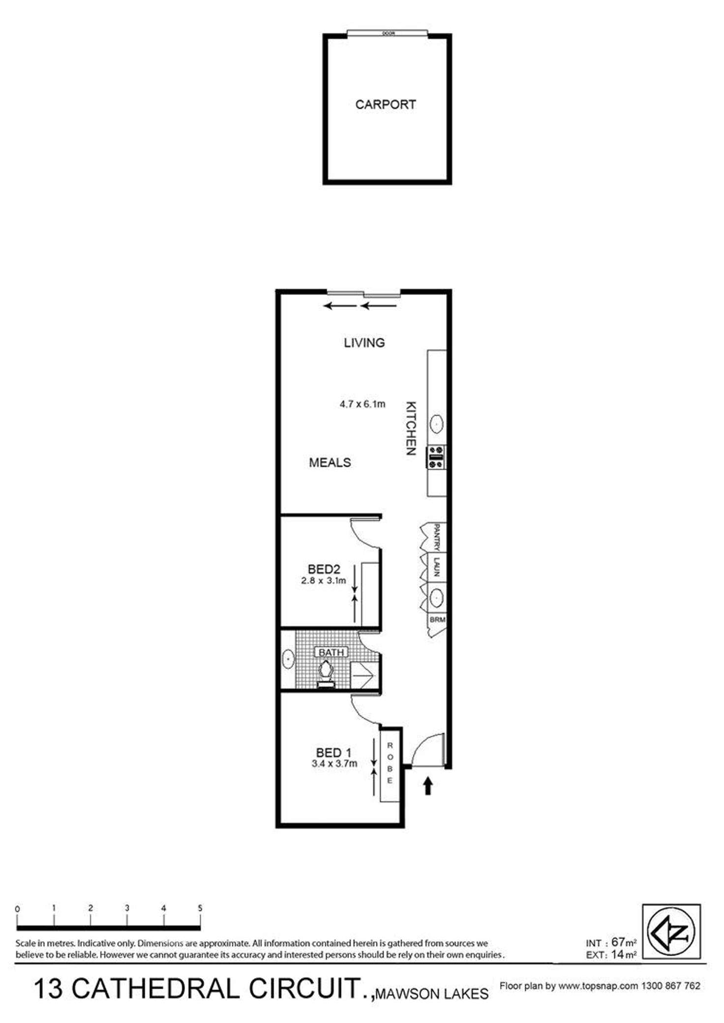 Floorplan of Homely studio listing, 13 Cathedral Circuit, Mawson Lakes SA 5095