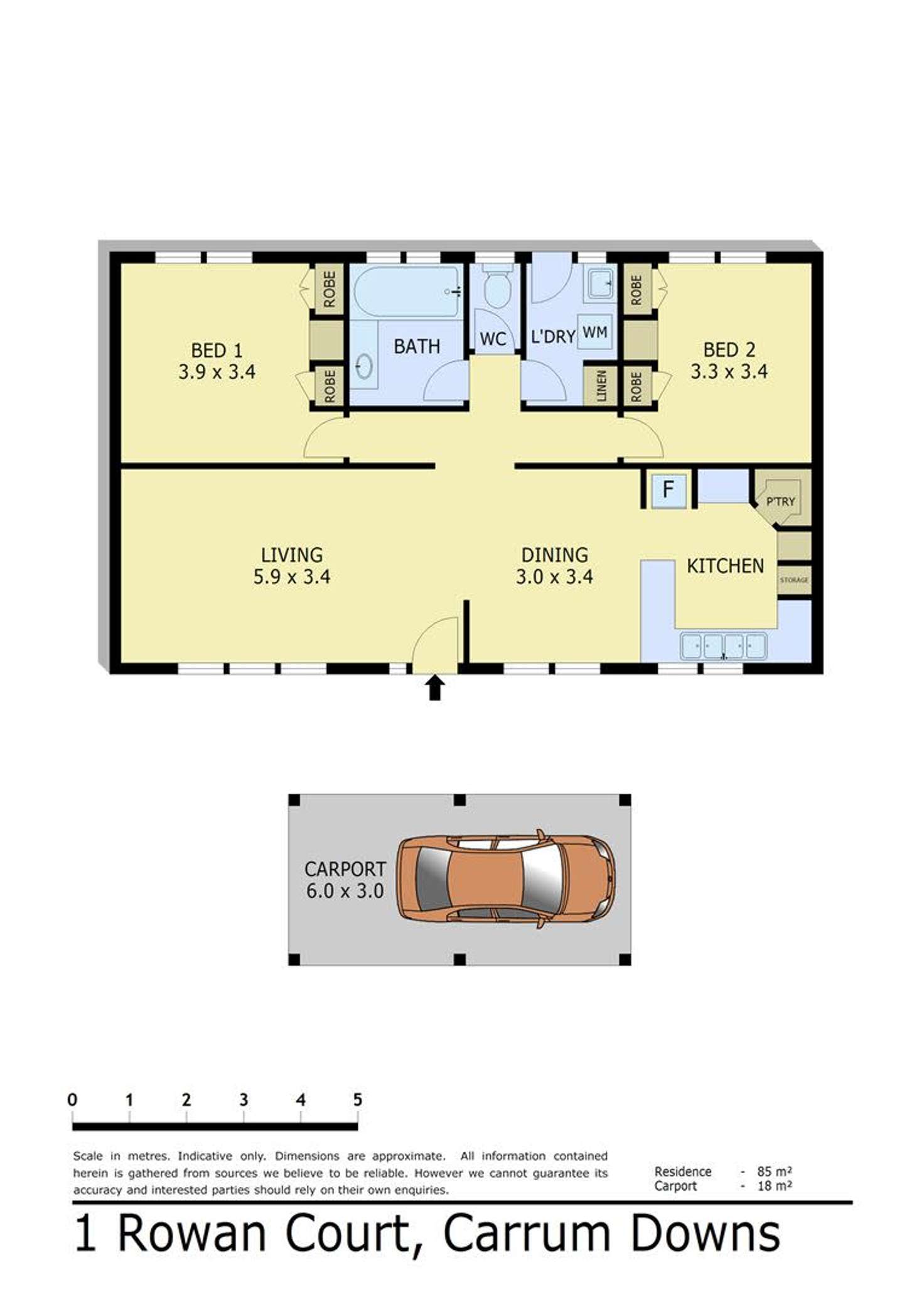 Floorplan of Homely house listing, 1 Rowan court, Carrum Downs VIC 3201