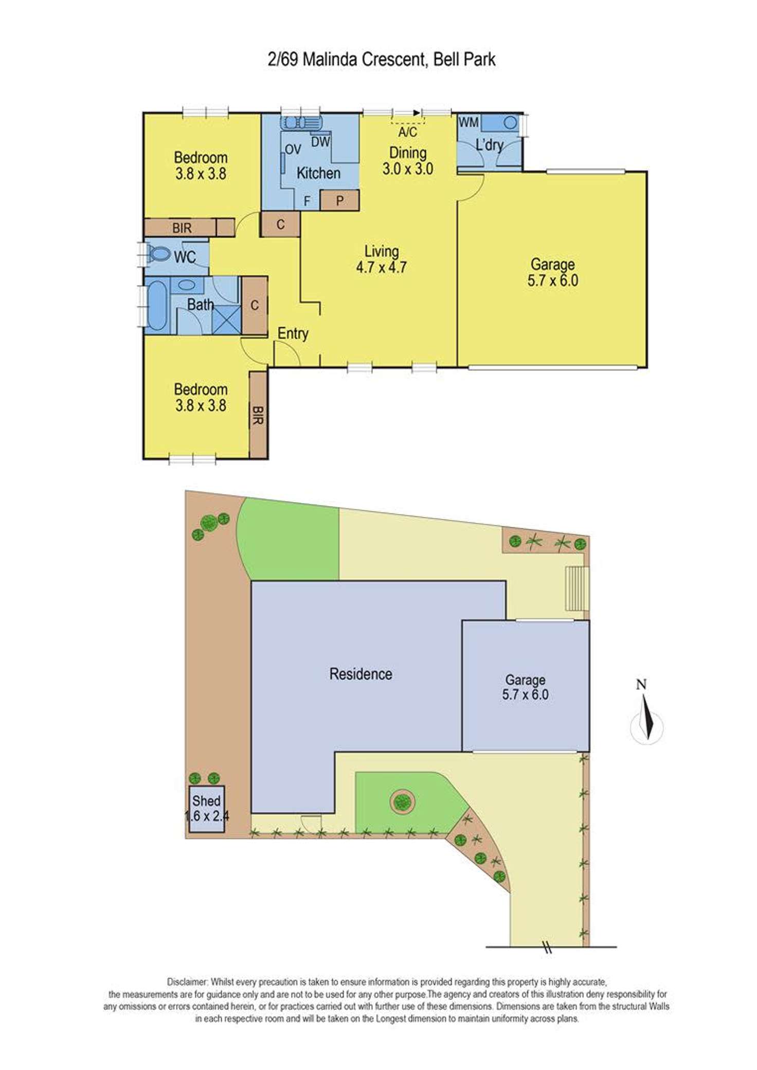 Floorplan of Homely unit listing, 2/69 Malinda Crescent, Bell Park VIC 3215