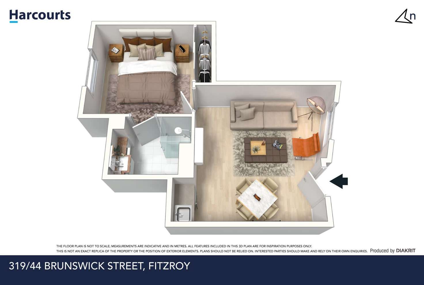 Floorplan of Homely apartment listing, 319/44 Brunswick Street, Fitzroy VIC 3065