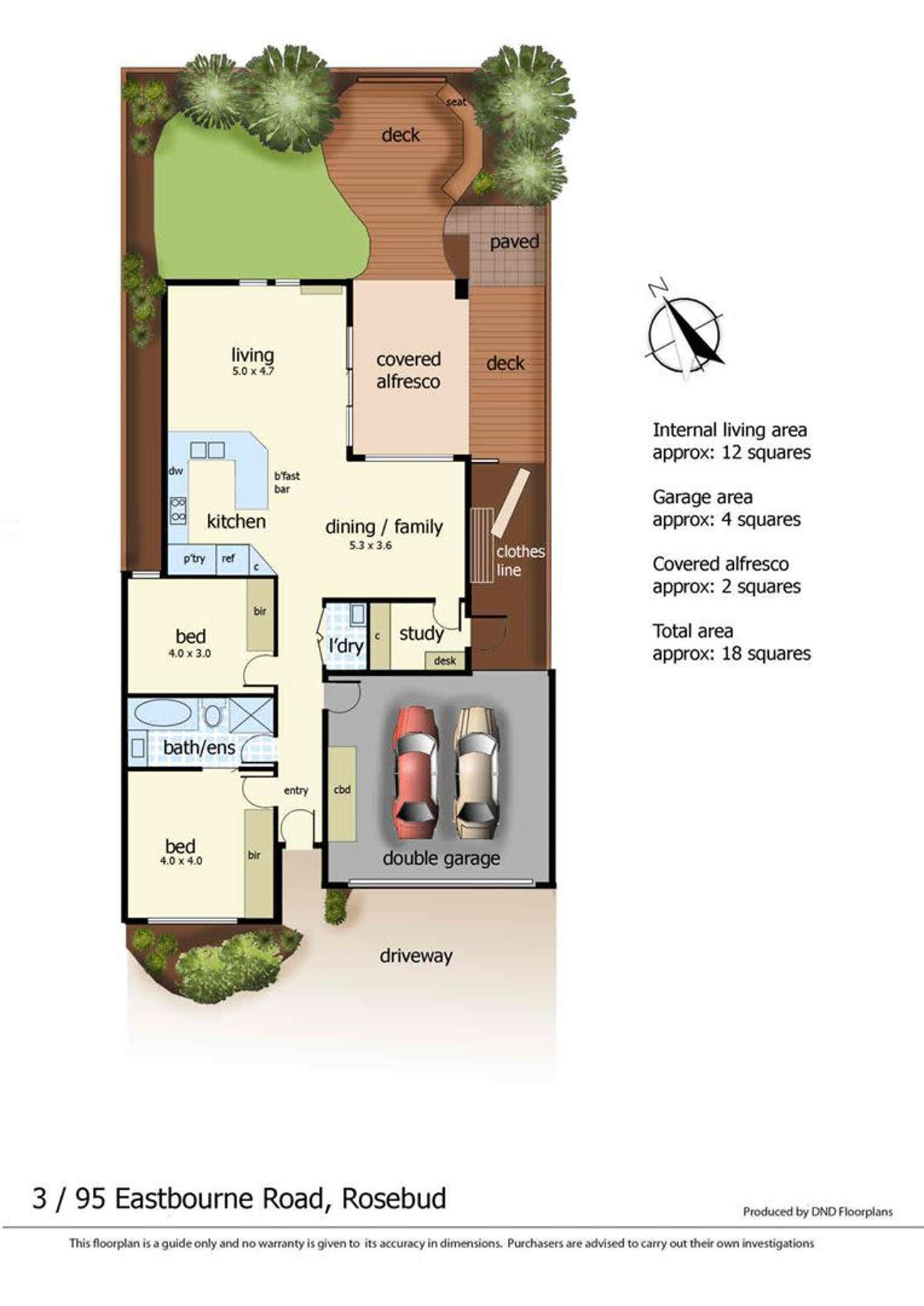 Floorplan of Homely unit listing, 3/95 Eastbourne Road, Rosebud VIC 3939
