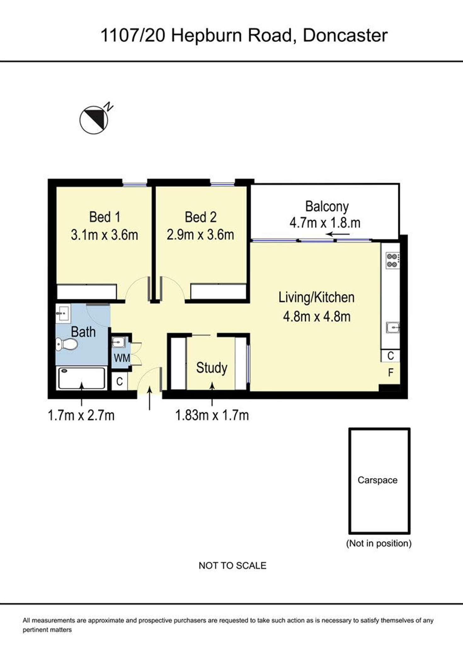 Floorplan of Homely apartment listing, 1107/20 Hepburn Road, Doncaster VIC 3108