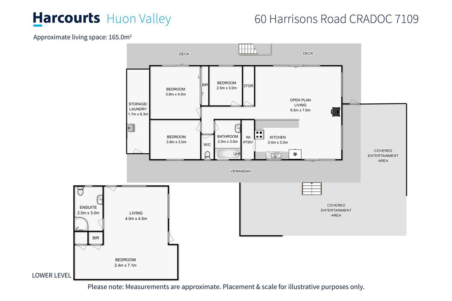 Floorplan of Homely acreageSemiRural listing, 60 Harrisons Road, Cradoc TAS 7109