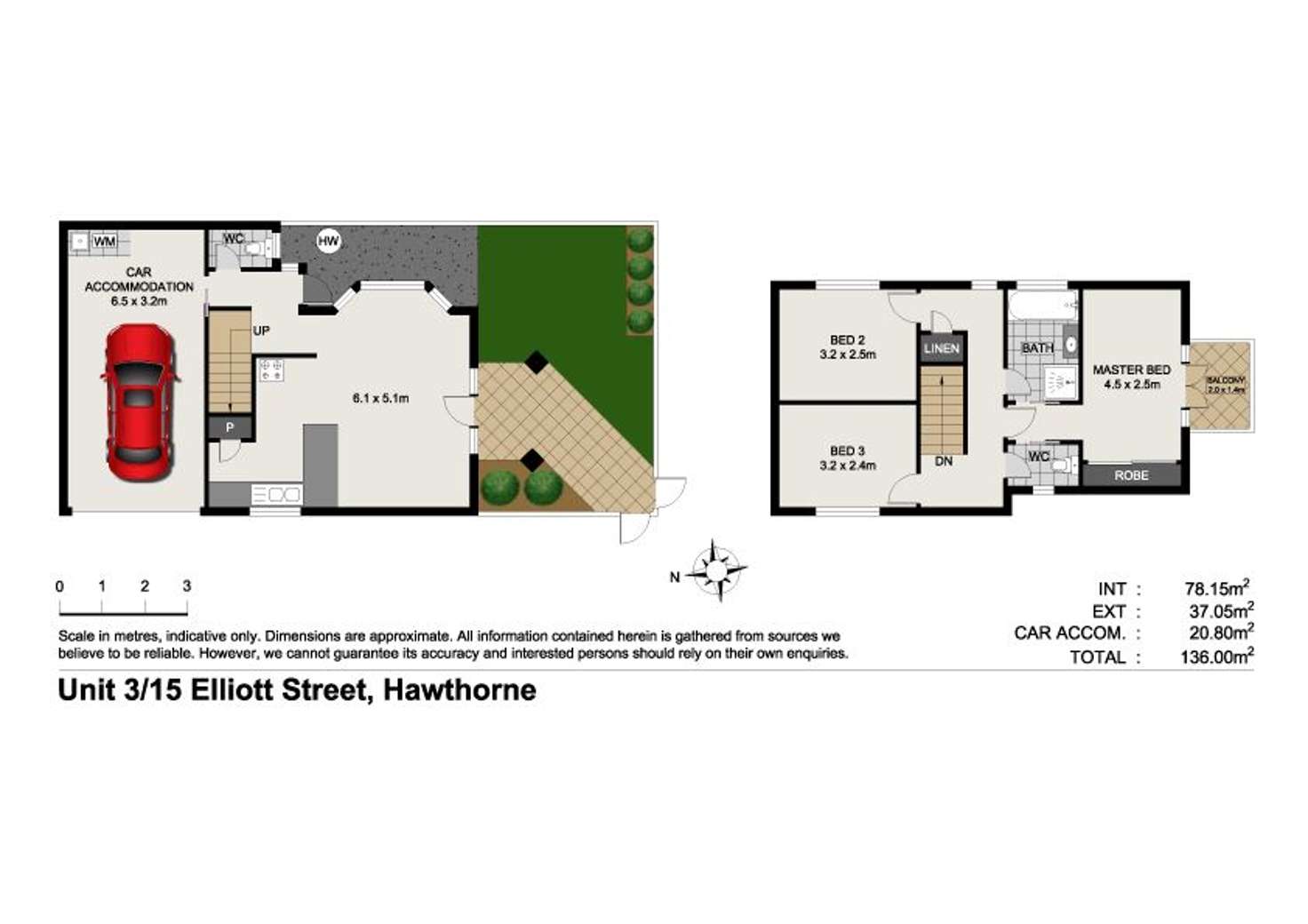 Floorplan of Homely townhouse listing, 3/15 Elliott St, Hawthorne QLD 4171