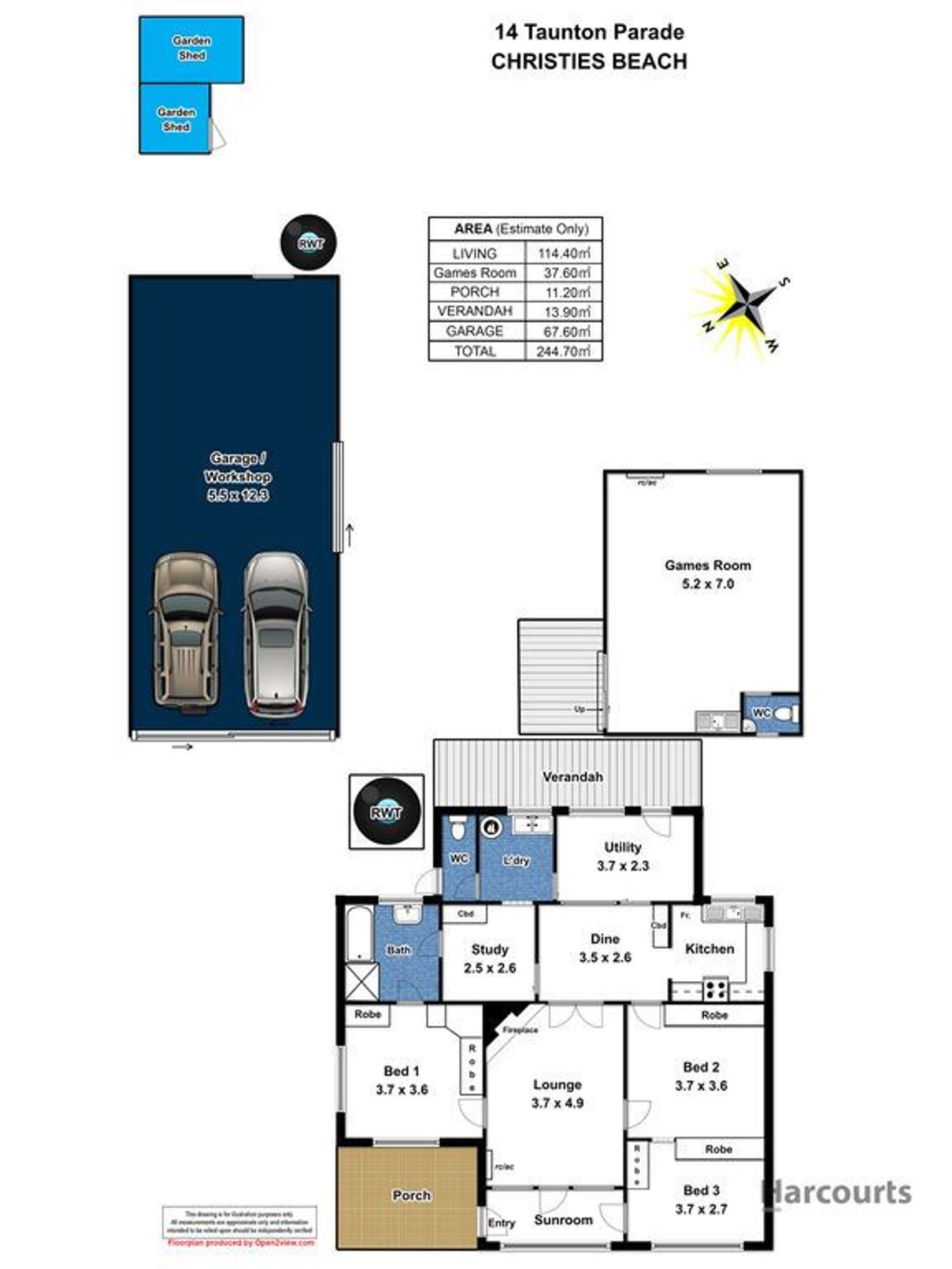 Floorplan of Homely house listing, 14 Taunton Parade, Christies Beach SA 5165