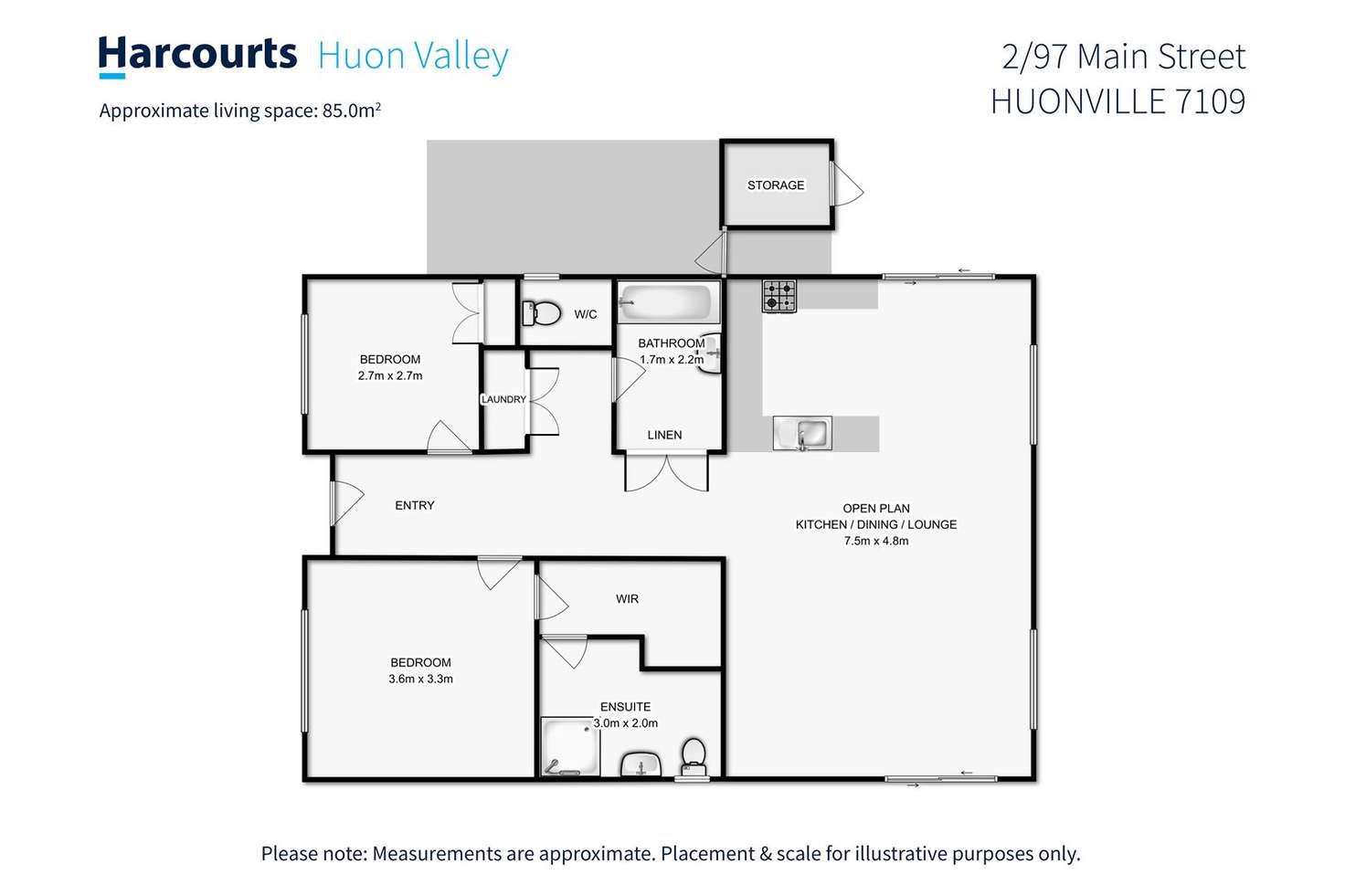 Floorplan of Homely villa listing, 2/97 Main Street, Huonville TAS 7109