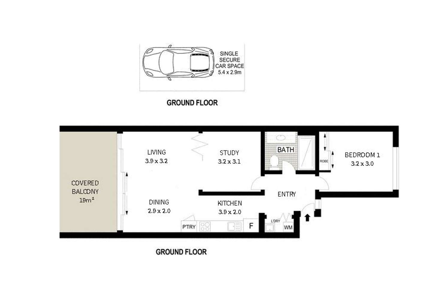 Floorplan of Homely unit listing, 14/18 Ferry Lane, Bulimba QLD 4171