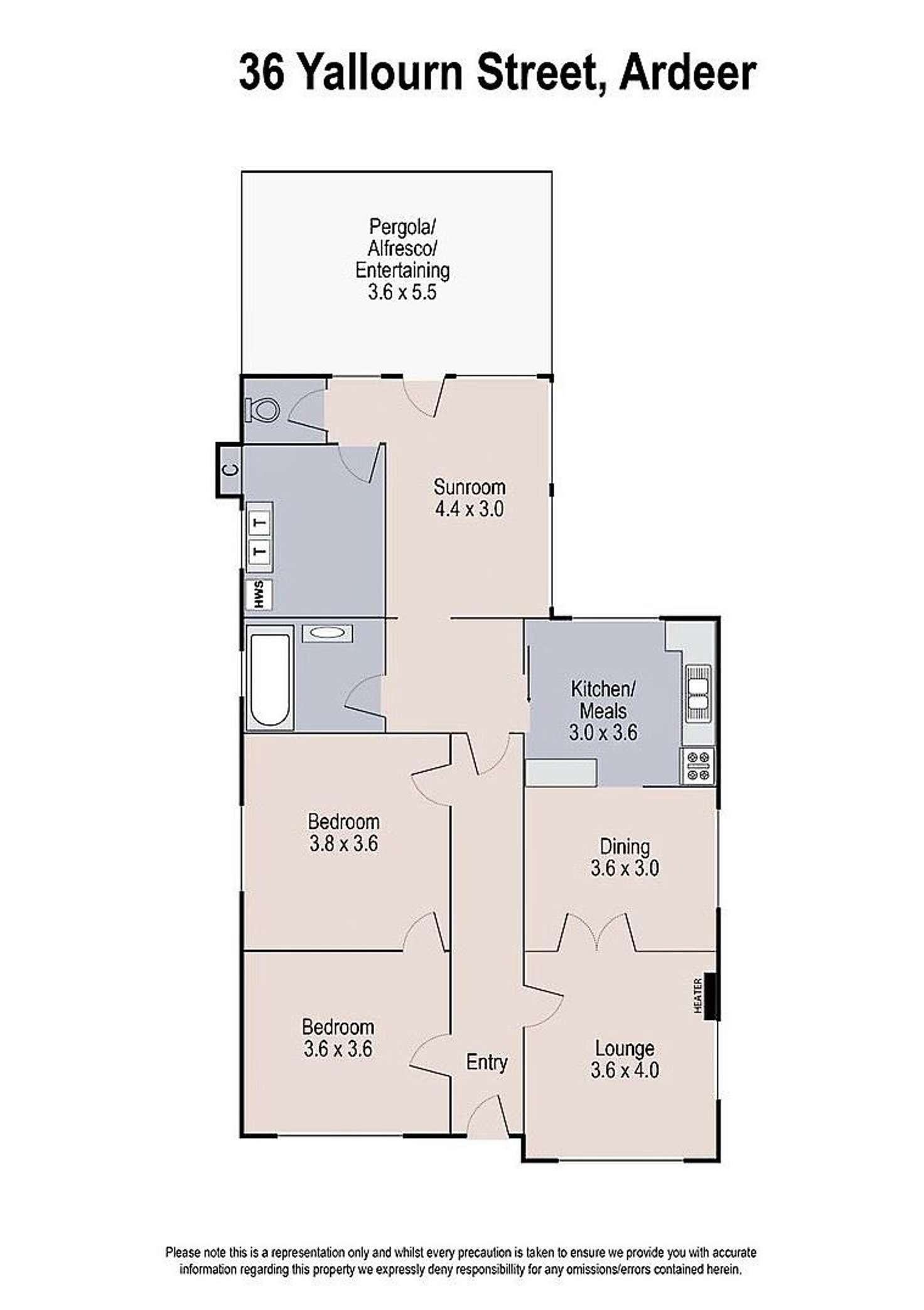 Floorplan of Homely house listing, 36 Yallourn St, Ardeer VIC 3022