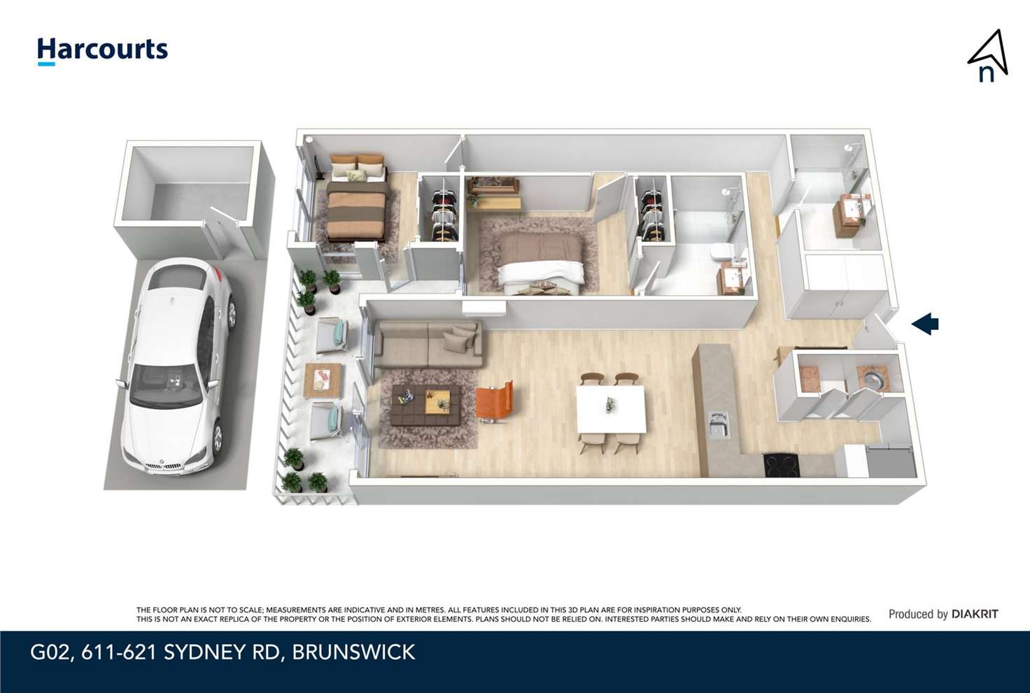 Floorplan of Homely apartment listing, G02/611-621 Sydney Road, Brunswick VIC 3056