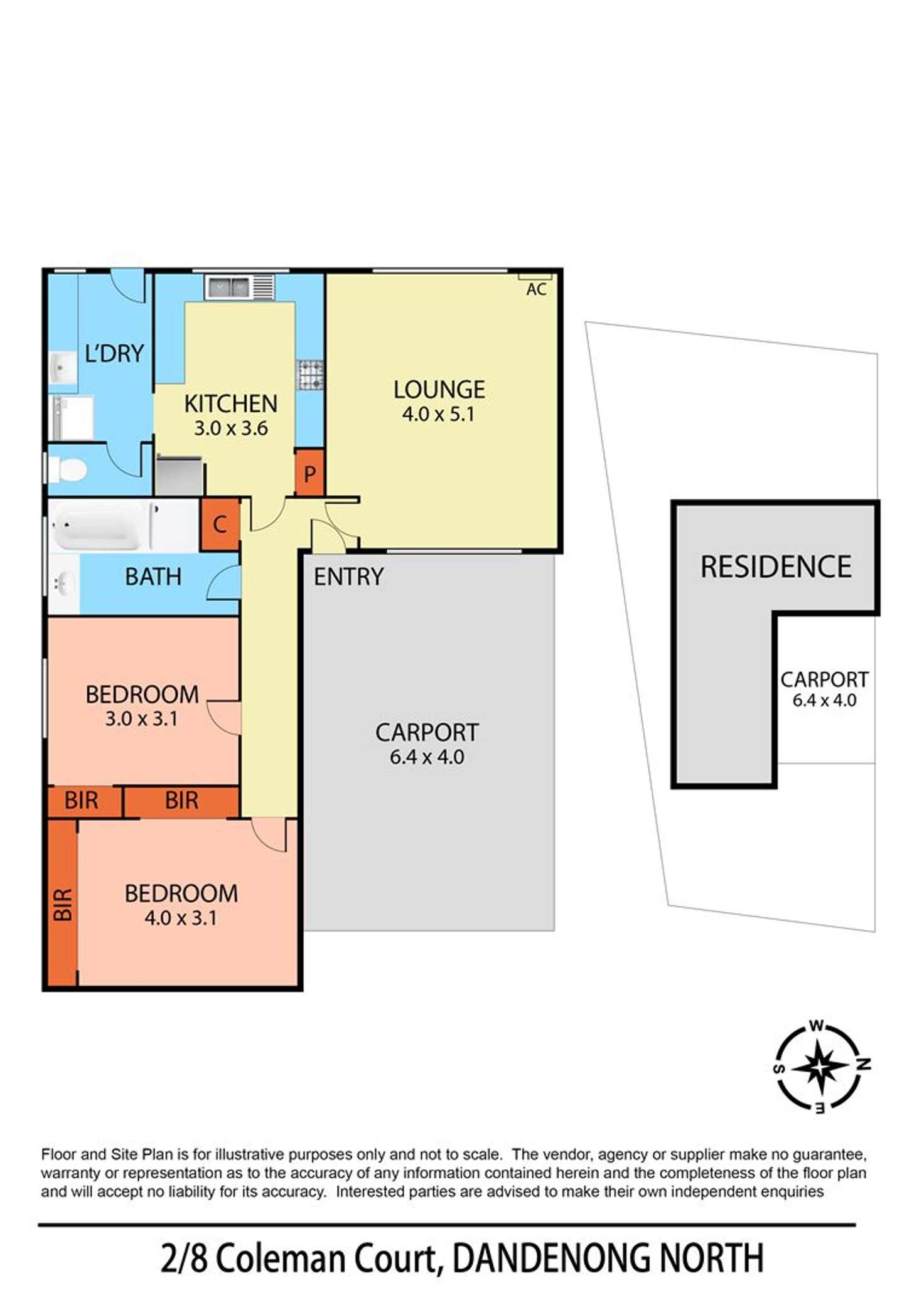 Floorplan of Homely unit listing, 2/8 Coleman Court, Dandenong North VIC 3175