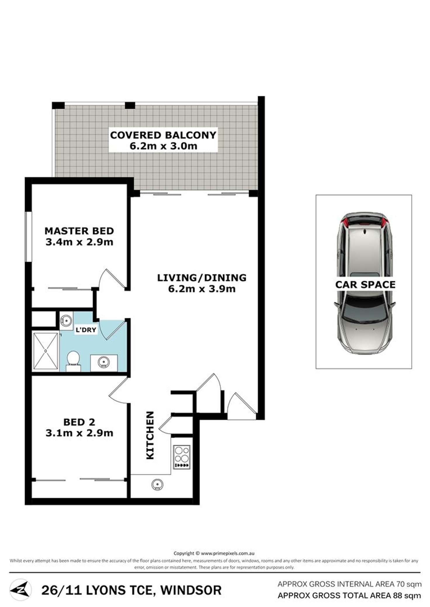 Floorplan of Homely apartment listing, 26/11 Lyons Terrace, Windsor QLD 4030