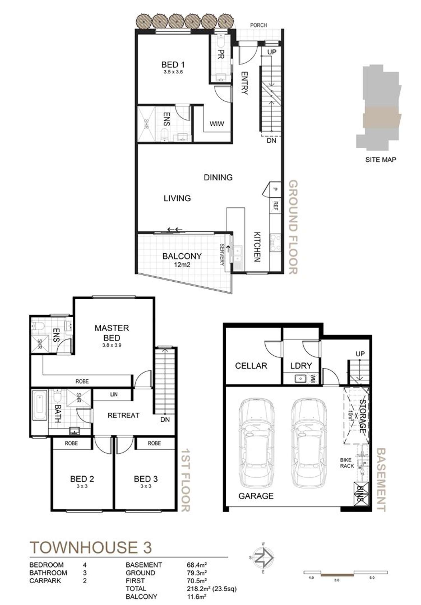 Floorplan of Homely townhouse listing, 1-2/2 Lord Street, Doncaster East VIC 3109