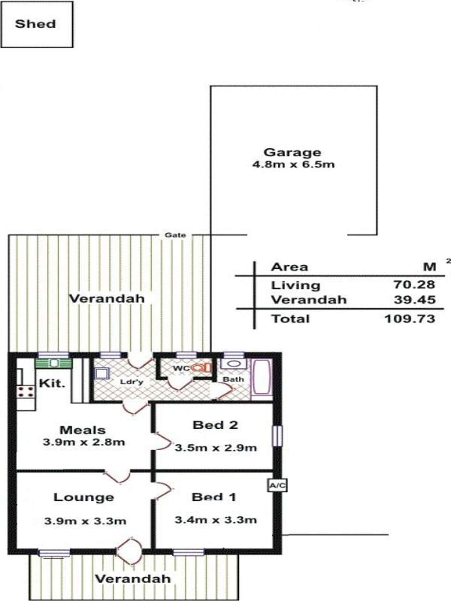 Floorplan of Homely semiDetached listing, 9 Clearbury Street, Elizabeth North SA 5113