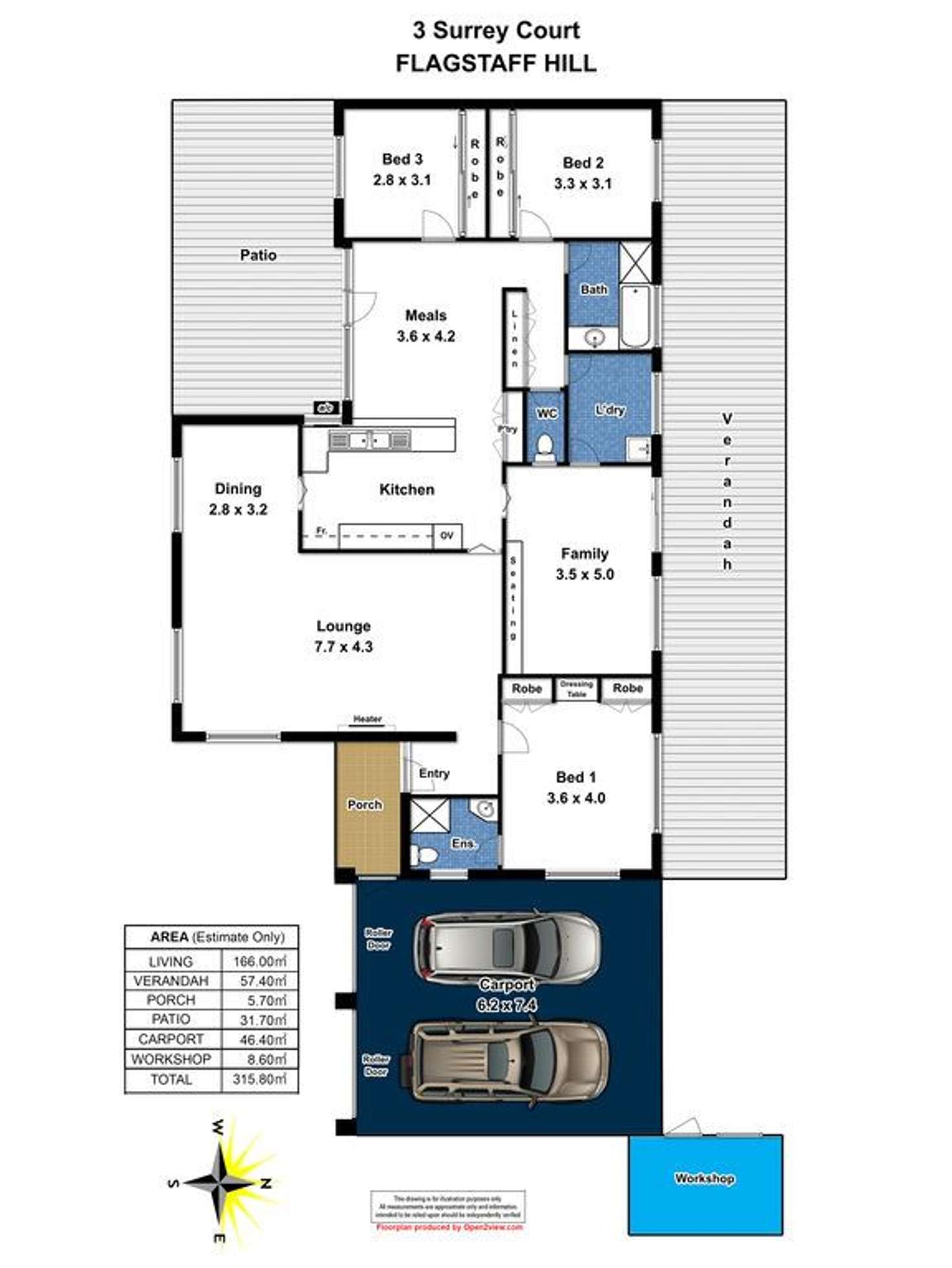 Floorplan of Homely house listing, 3 Surrey Court, Flagstaff Hill SA 5159