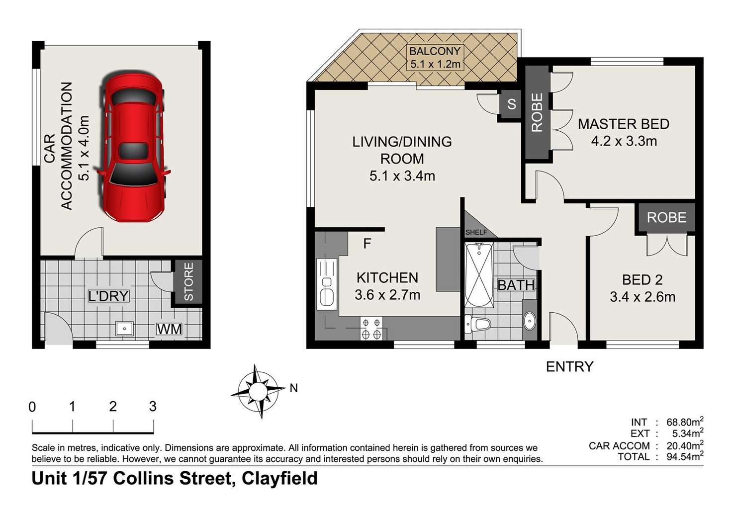 Floorplan of Homely unit listing, 1/57 Collins Street, Clayfield QLD 4011
