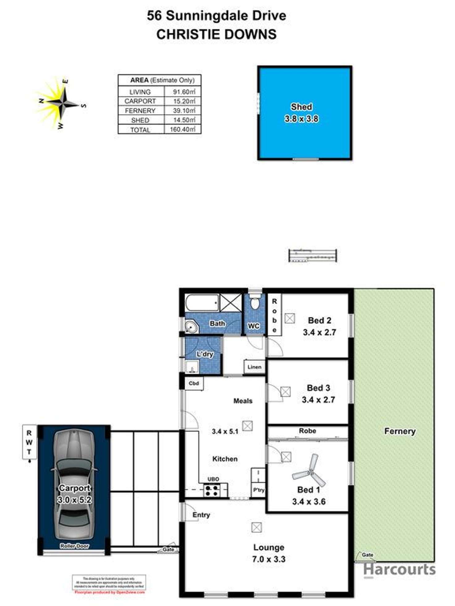 Floorplan of Homely house listing, 56 Sunningdale Drive, Christie Downs SA 5164