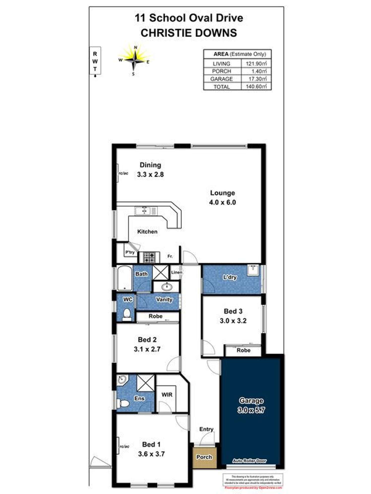 Floorplan of Homely house listing, 11 School Oval Drive, Christie Downs SA 5164