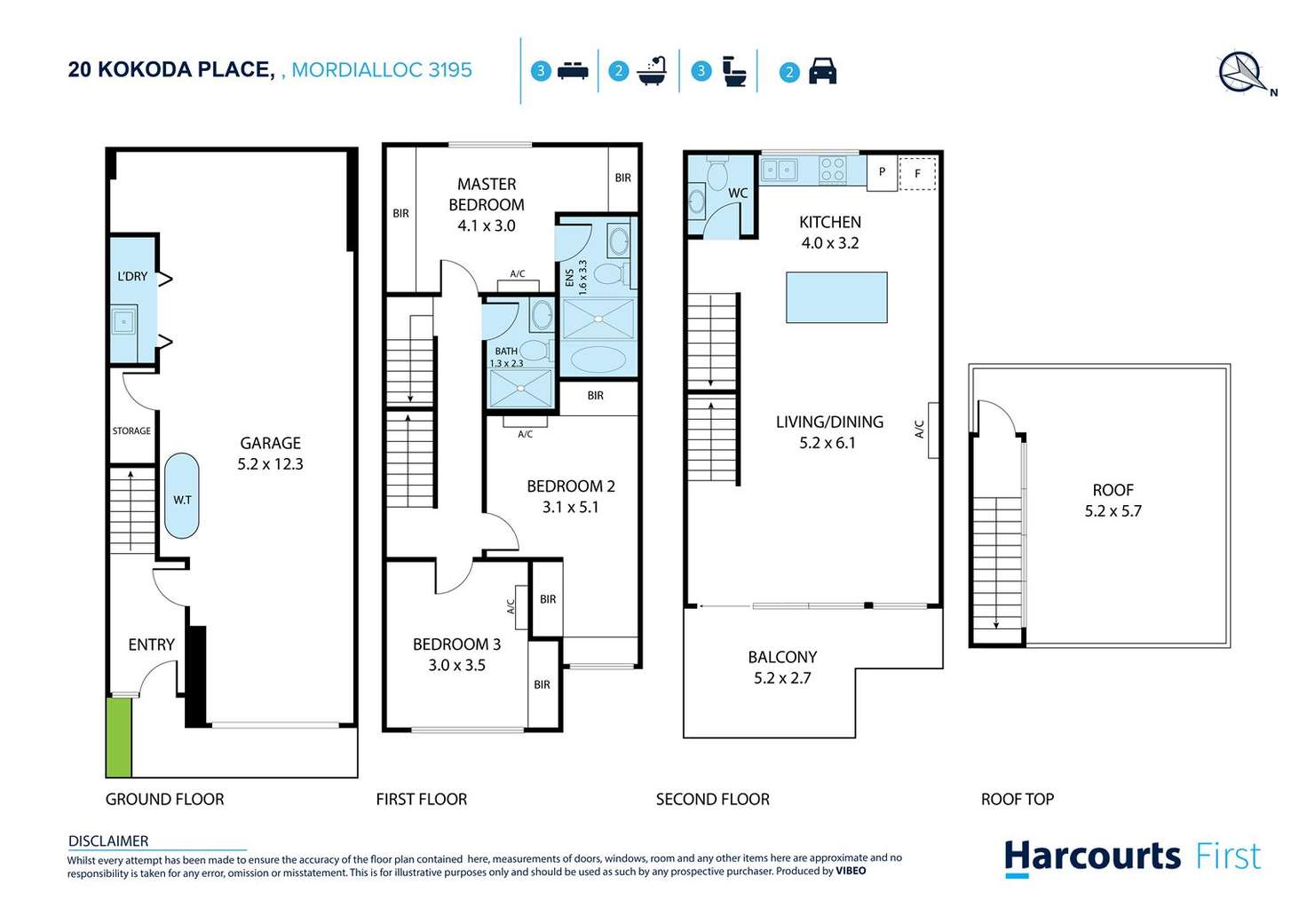 Floorplan of Homely townhouse listing, 20 Kokoda Place, Mordialloc VIC 3195