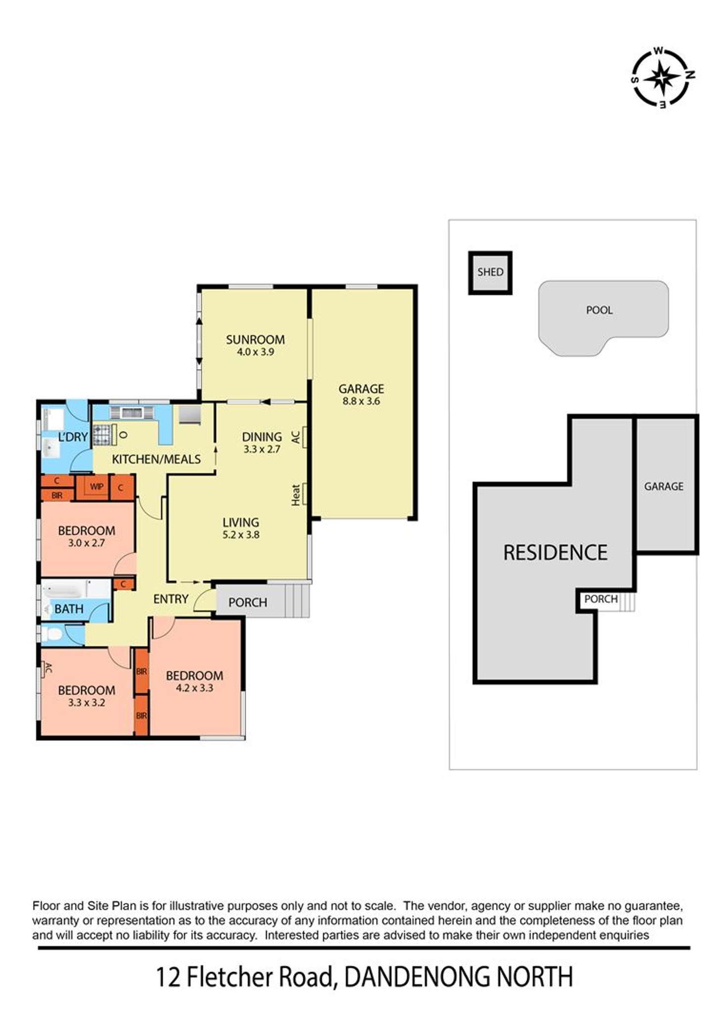 Floorplan of Homely house listing, 12 Fletcher Road, Dandenong North VIC 3175