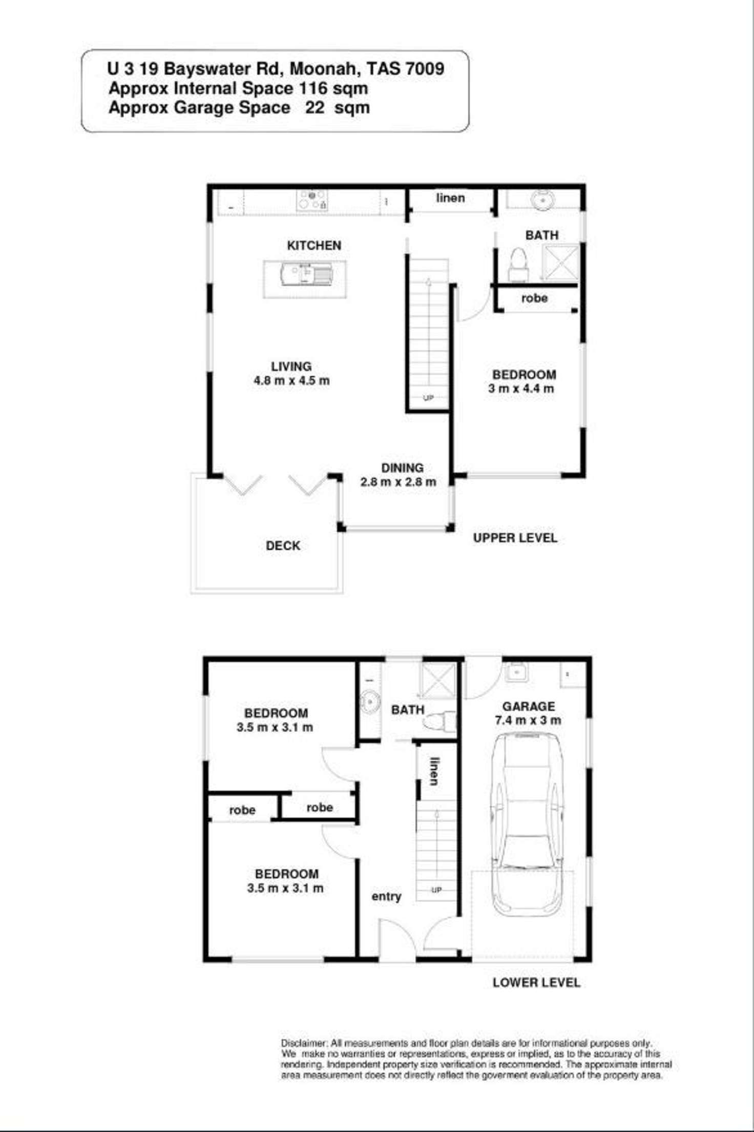 Floorplan of Homely townhouse listing, 3/19 Bayswater Road, Moonah TAS 7009
