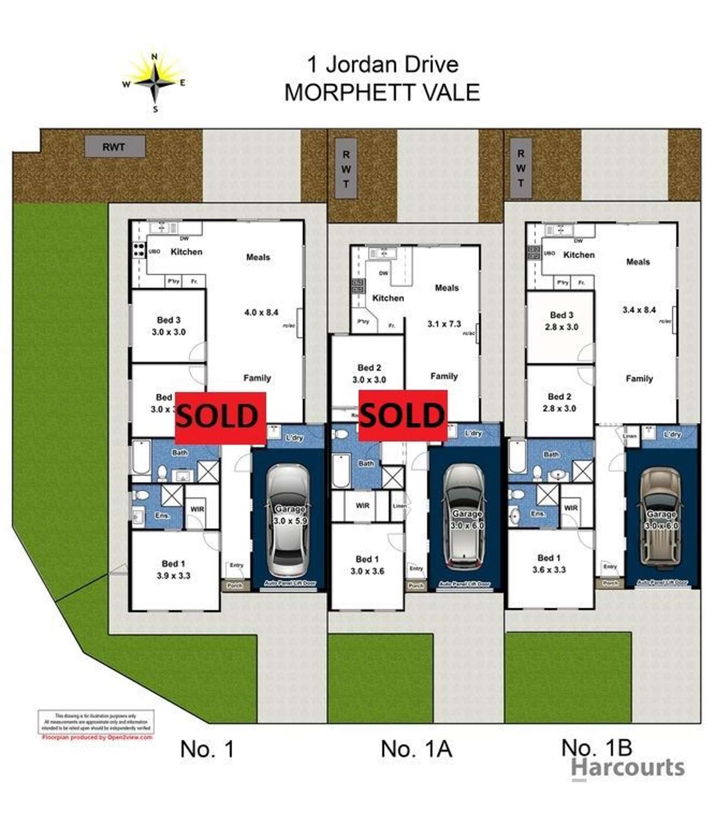 Floorplan of Homely house listing, 1, 1a and 1b Jordan Drive, Morphett Vale SA 5162