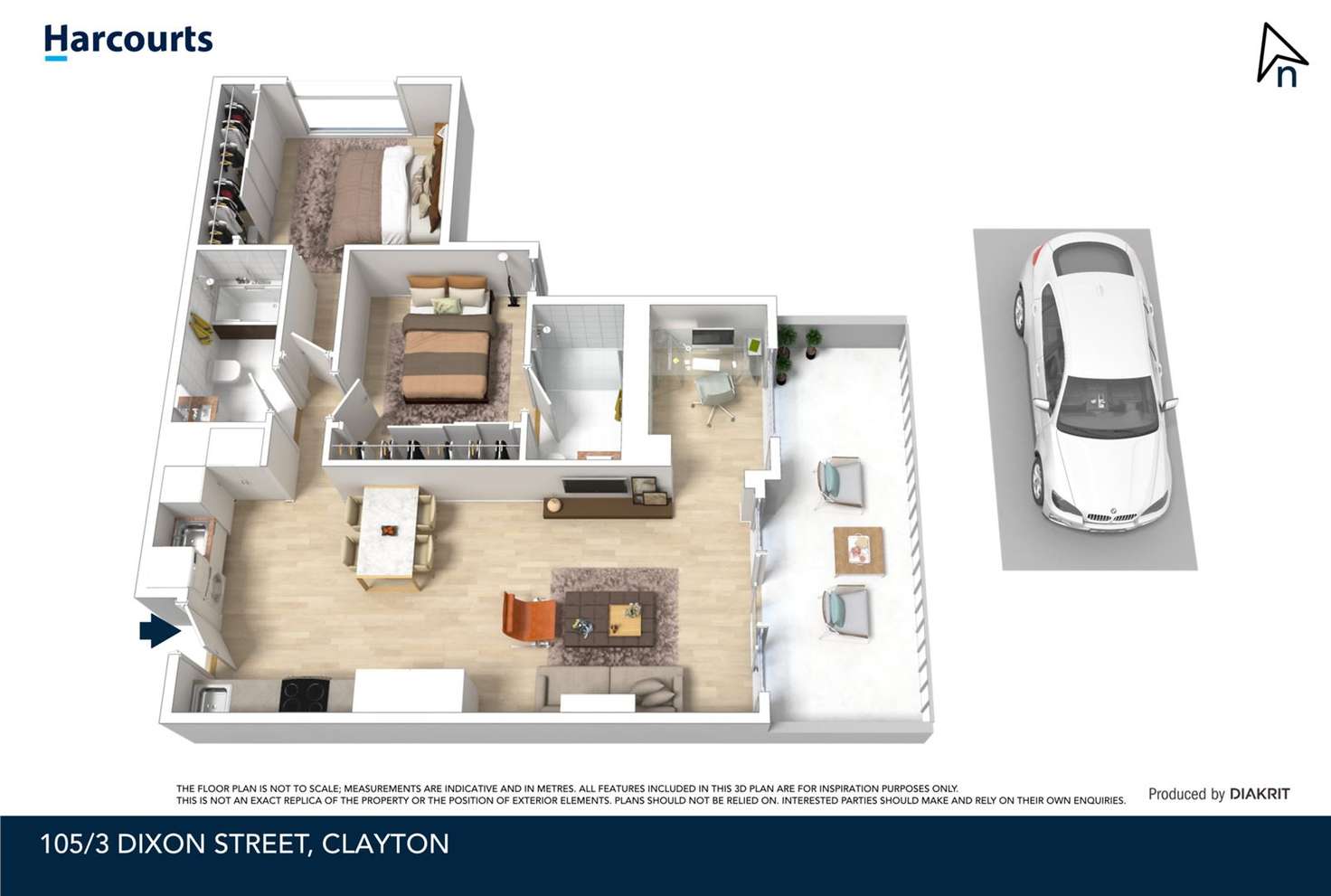 Floorplan of Homely apartment listing, 105/3 Dixon Street, Clayton VIC 3168