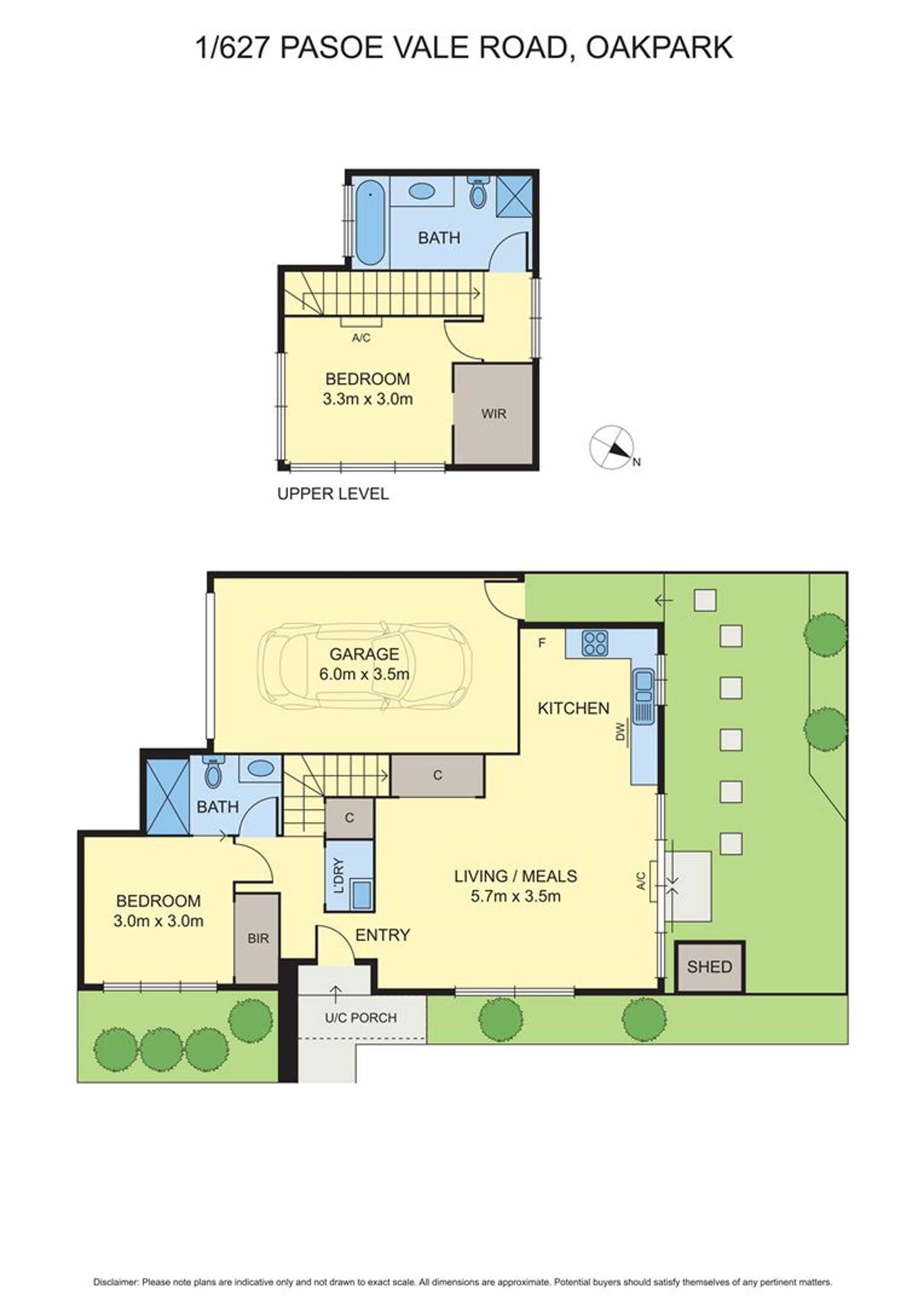 Floorplan of Homely townhouse listing, 1/627 Pascoe Vale Road, Oak Park VIC 3046