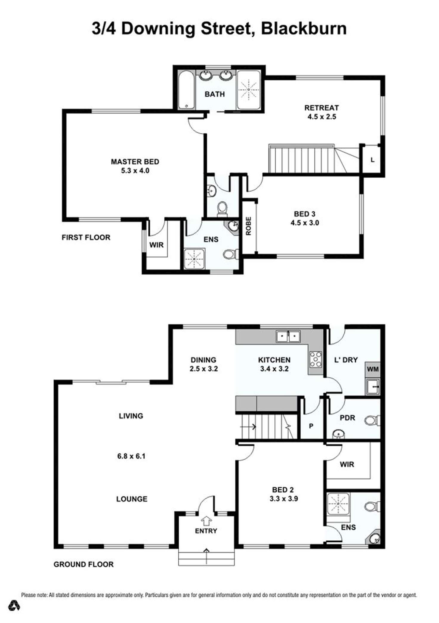 Floorplan of Homely townhouse listing, 3/4 Downing Street, Blackburn VIC 3130