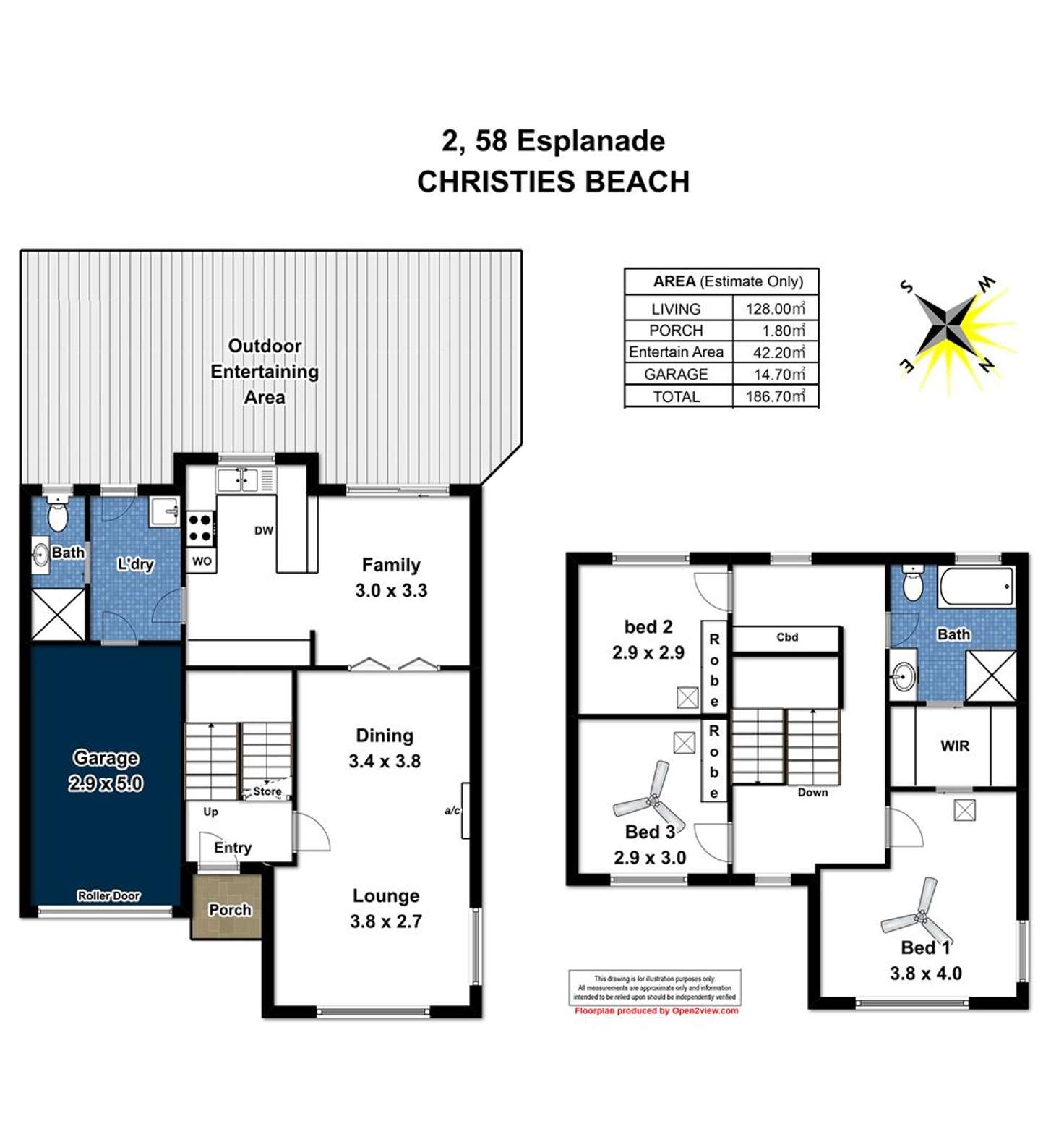 Floorplan of Homely townhouse listing, 2/58 Esplanade, Christies Beach SA 5165