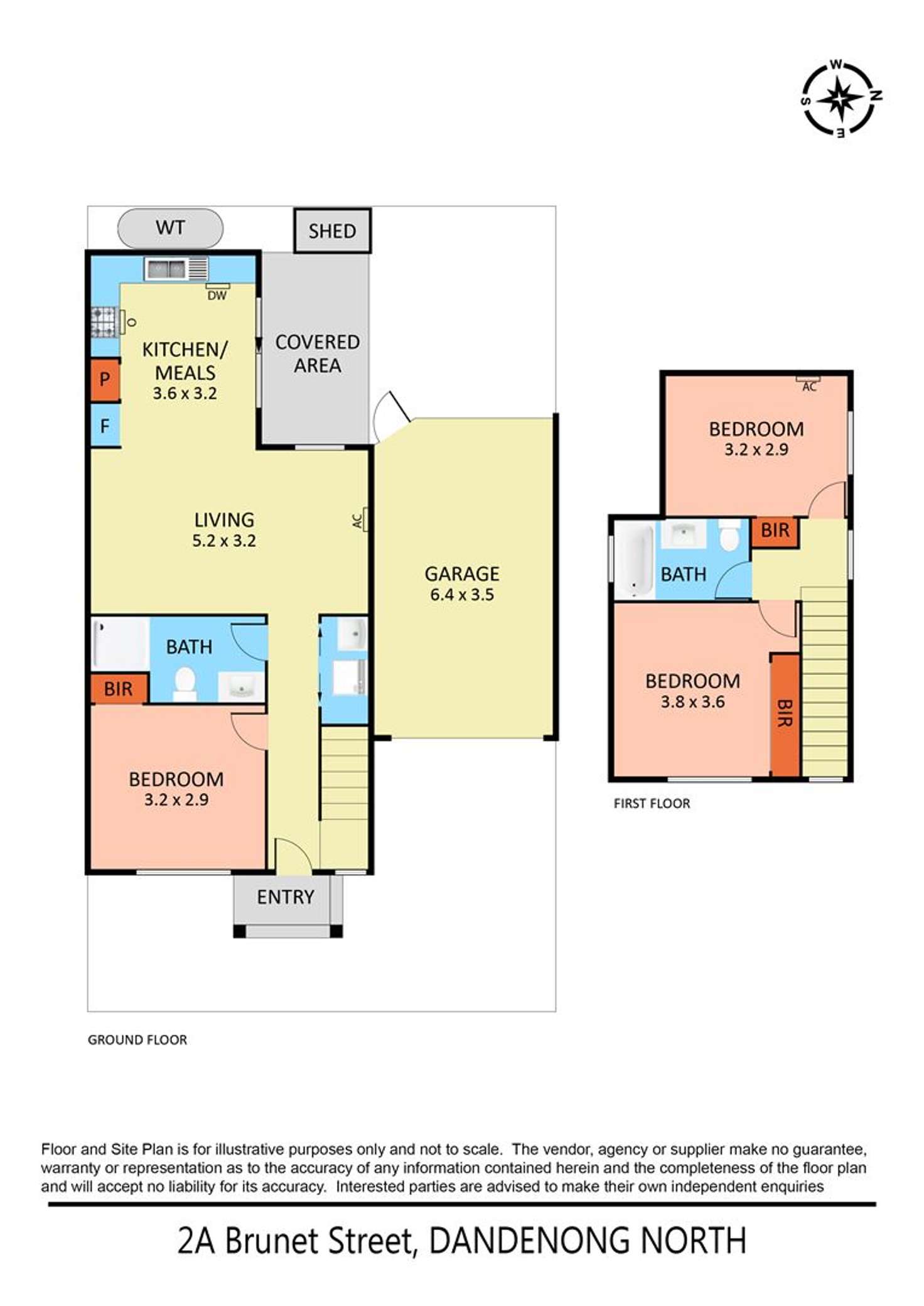 Floorplan of Homely townhouse listing, 2a Brunet Street, Dandenong North VIC 3175