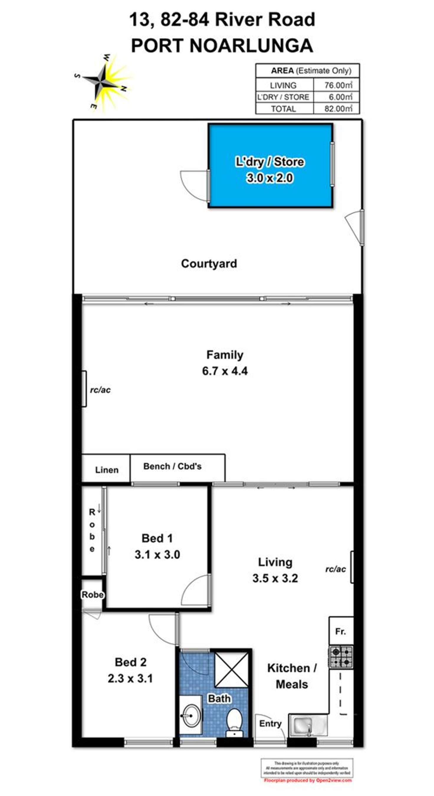 Floorplan of Homely unit listing, 13/82 River Road, Port Noarlunga SA 5167