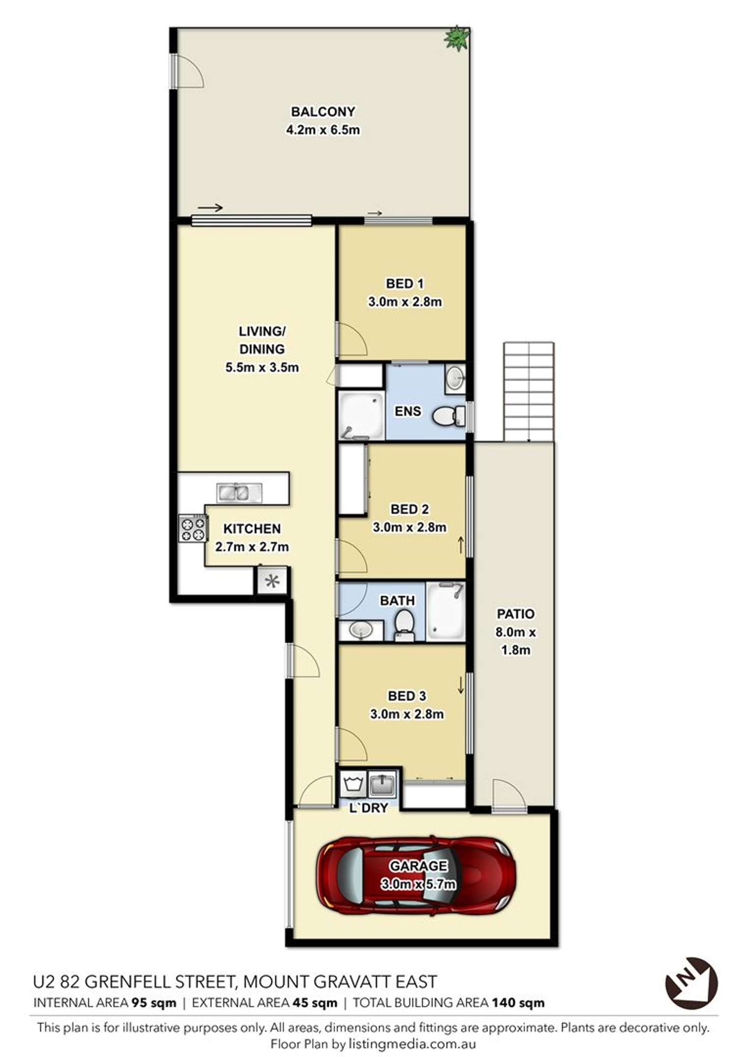 Floorplan of Homely apartment listing, 2/82 Grenfell Street, Mount Gravatt QLD 4122